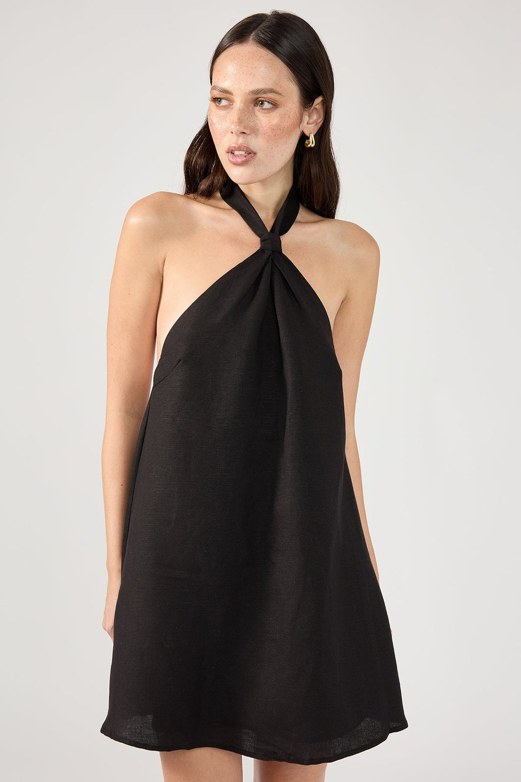Black Linen Mini Dress