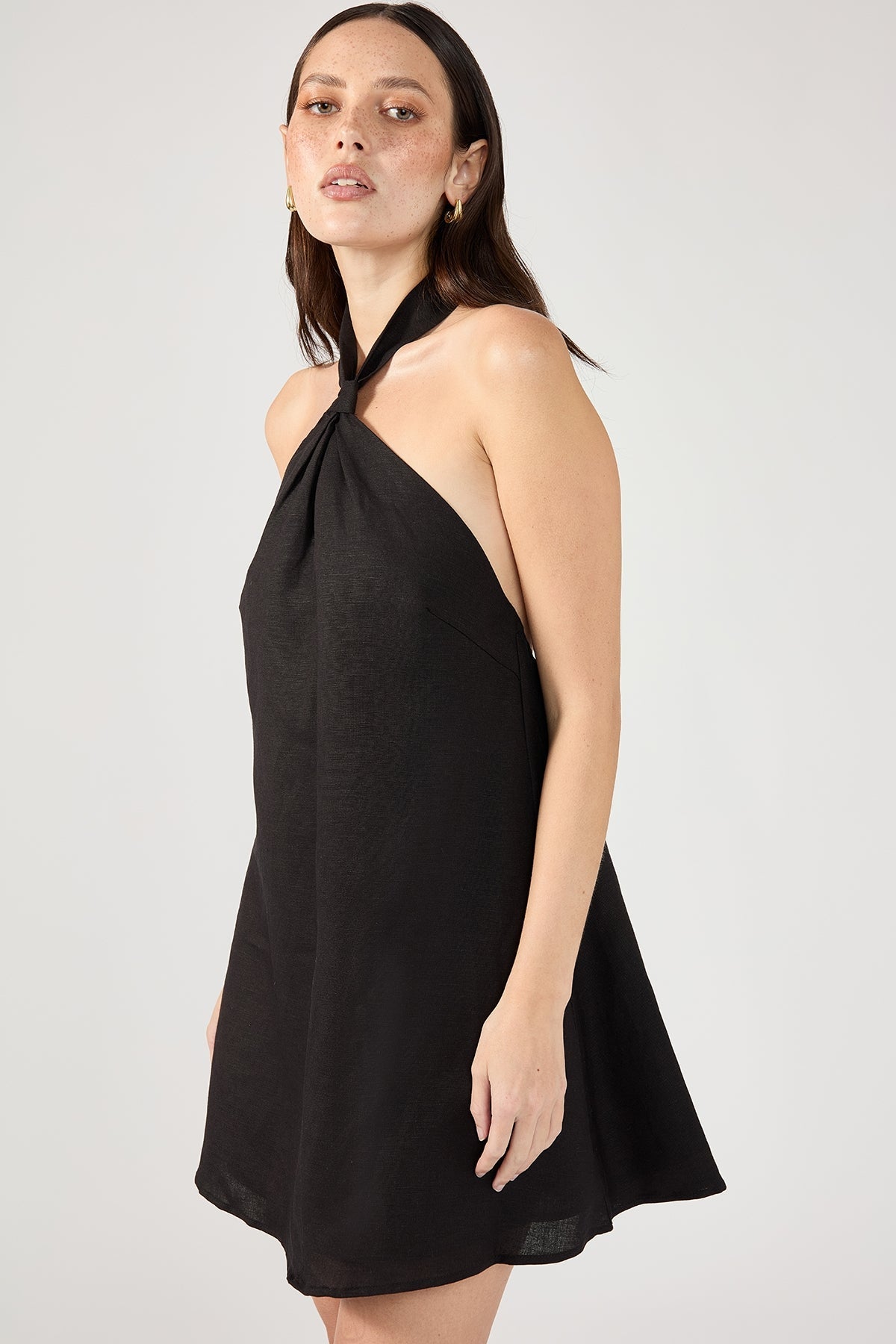 Black Linen Mini Dress