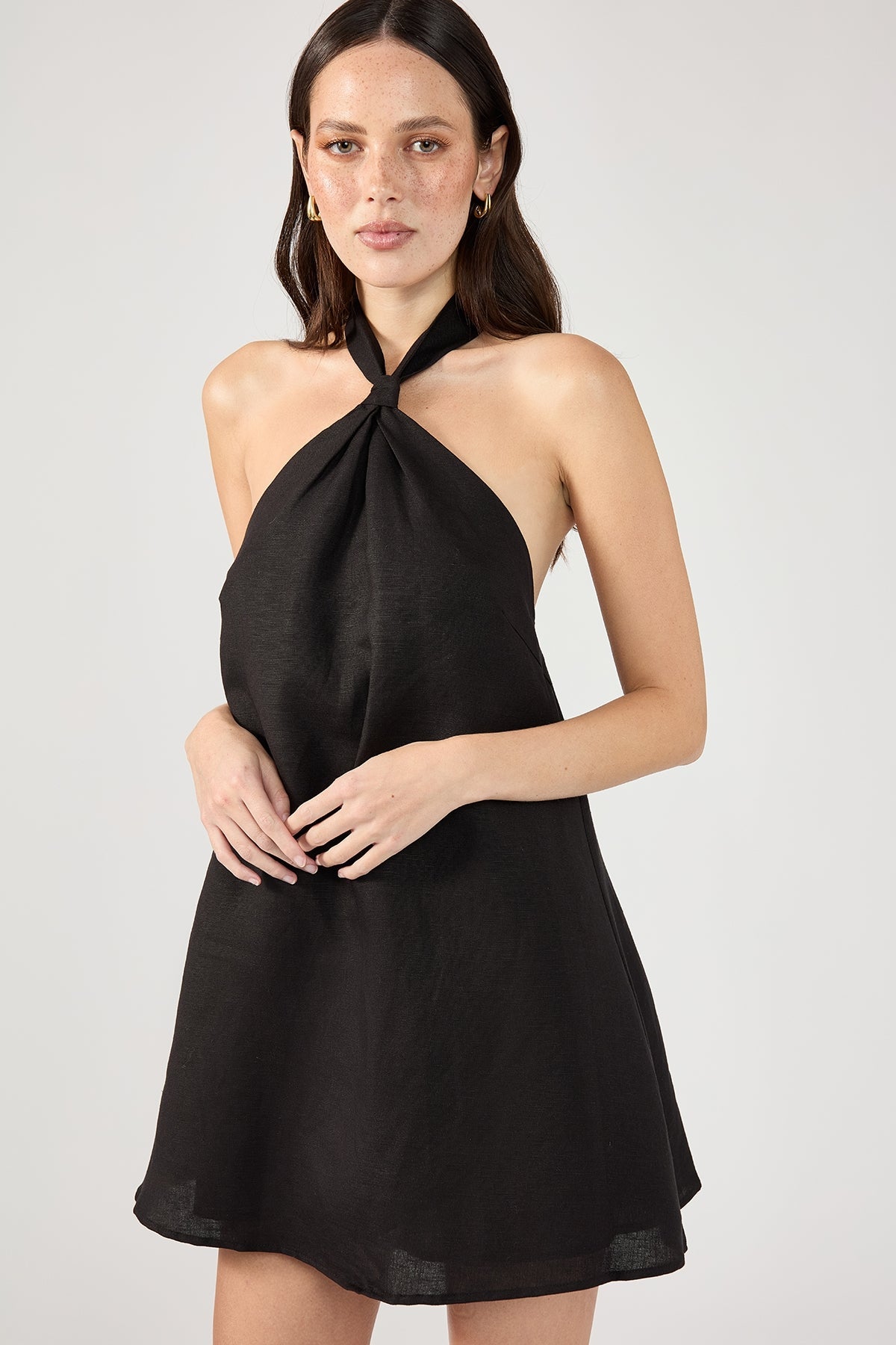 Black Linen Mini Dress