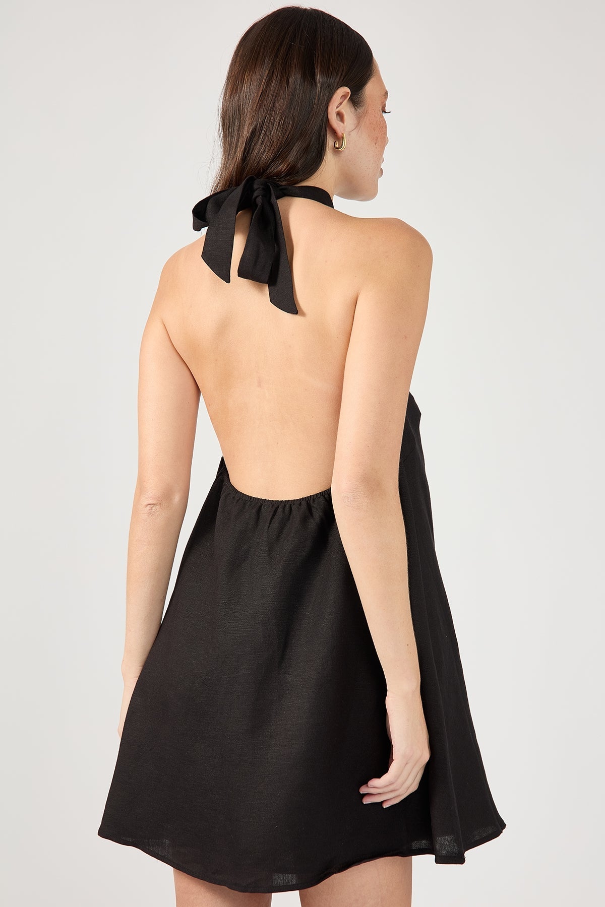 Black Linen Mini Dress