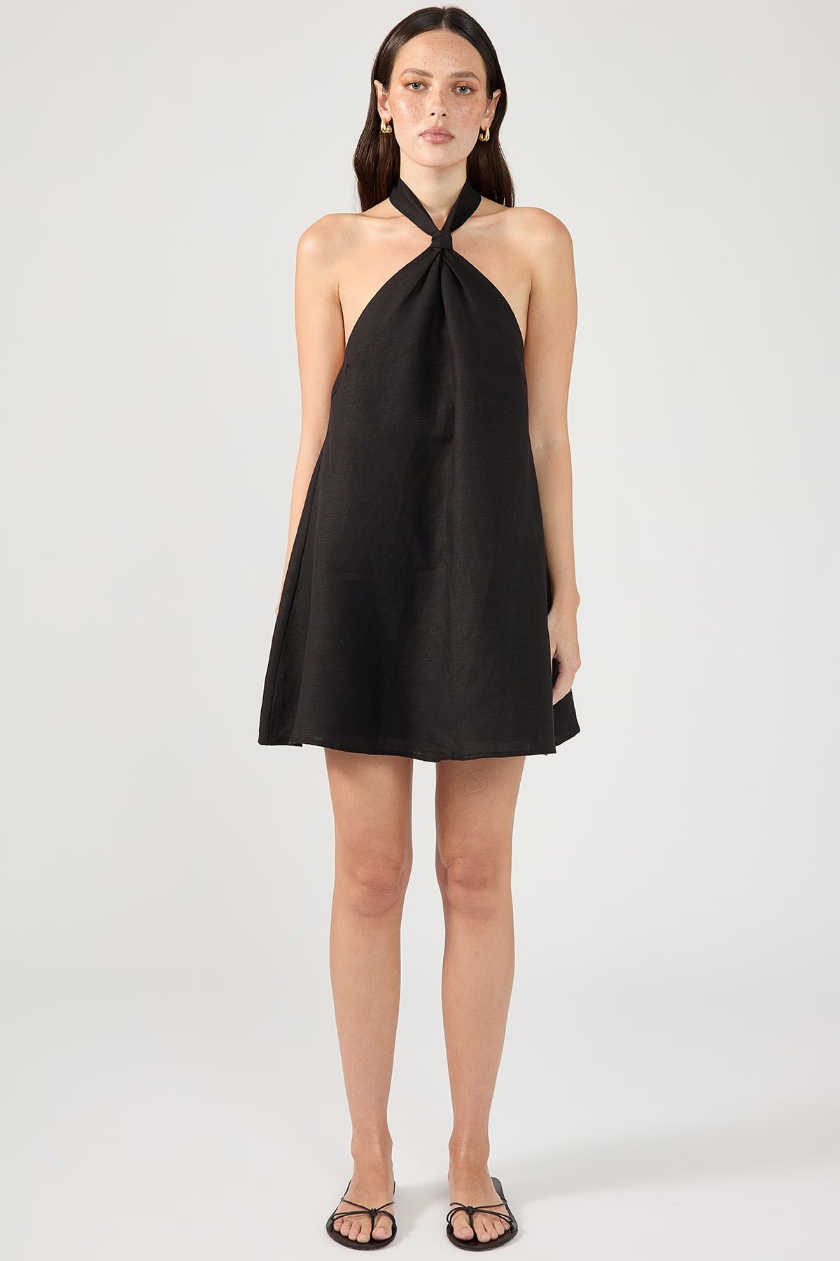 Black Linen Mini Dress