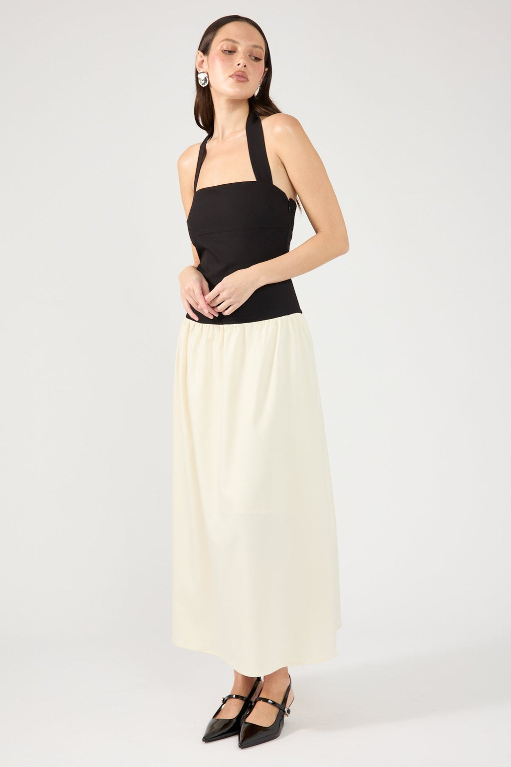 Black/White Tutulla Strapless Midi Dress