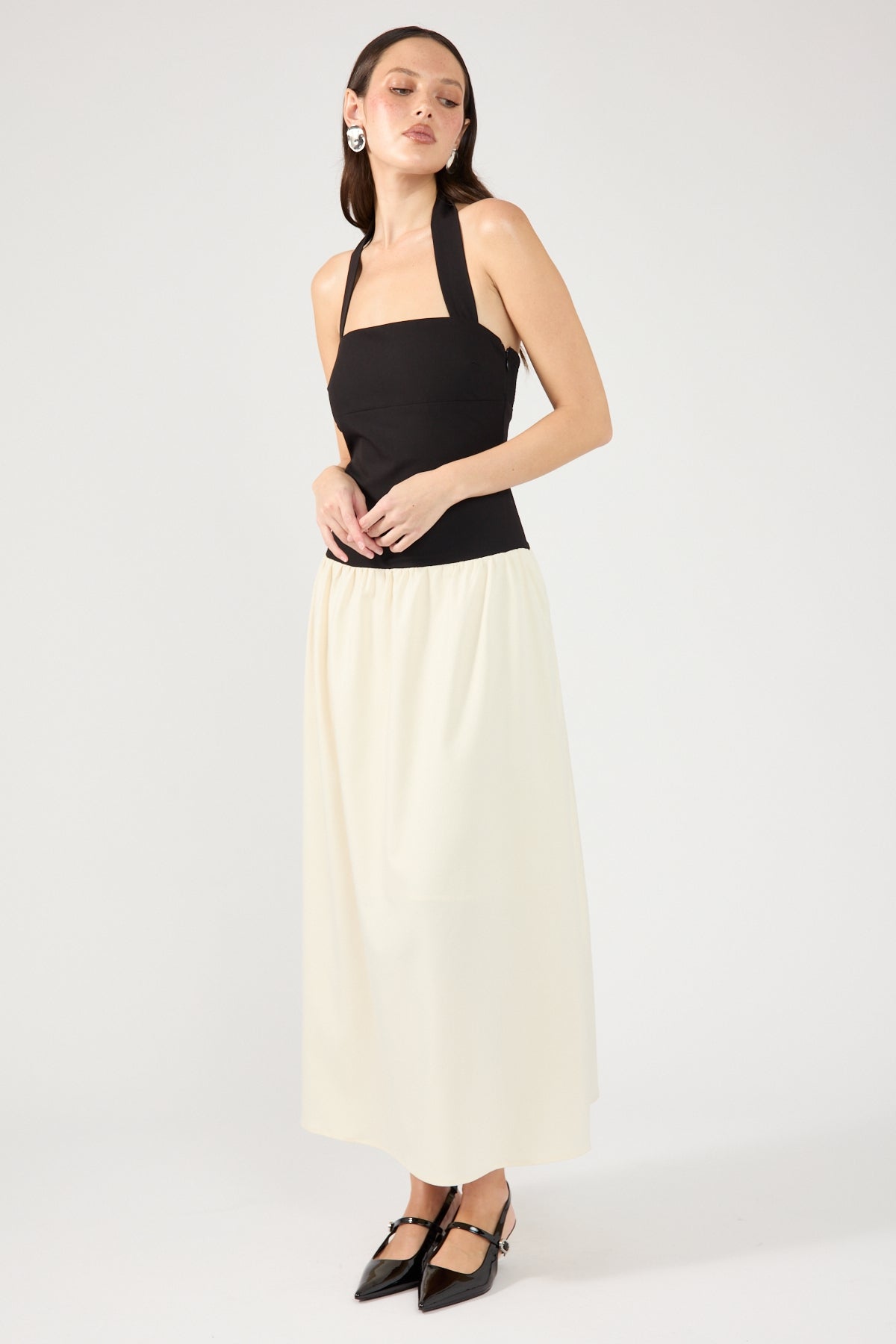 Black/White Tutulla Strapless Midi Dress