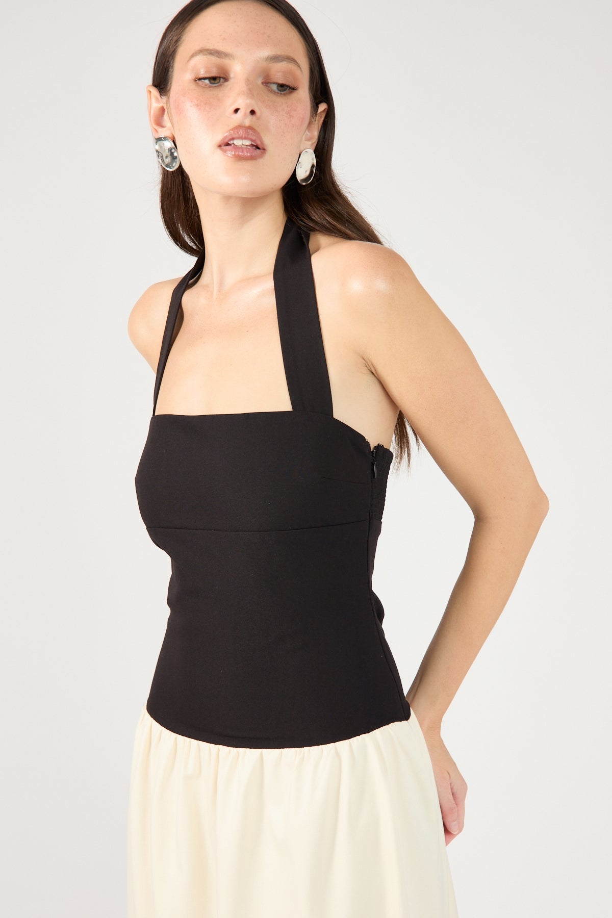 Black/White Tutulla Strapless Midi Dress