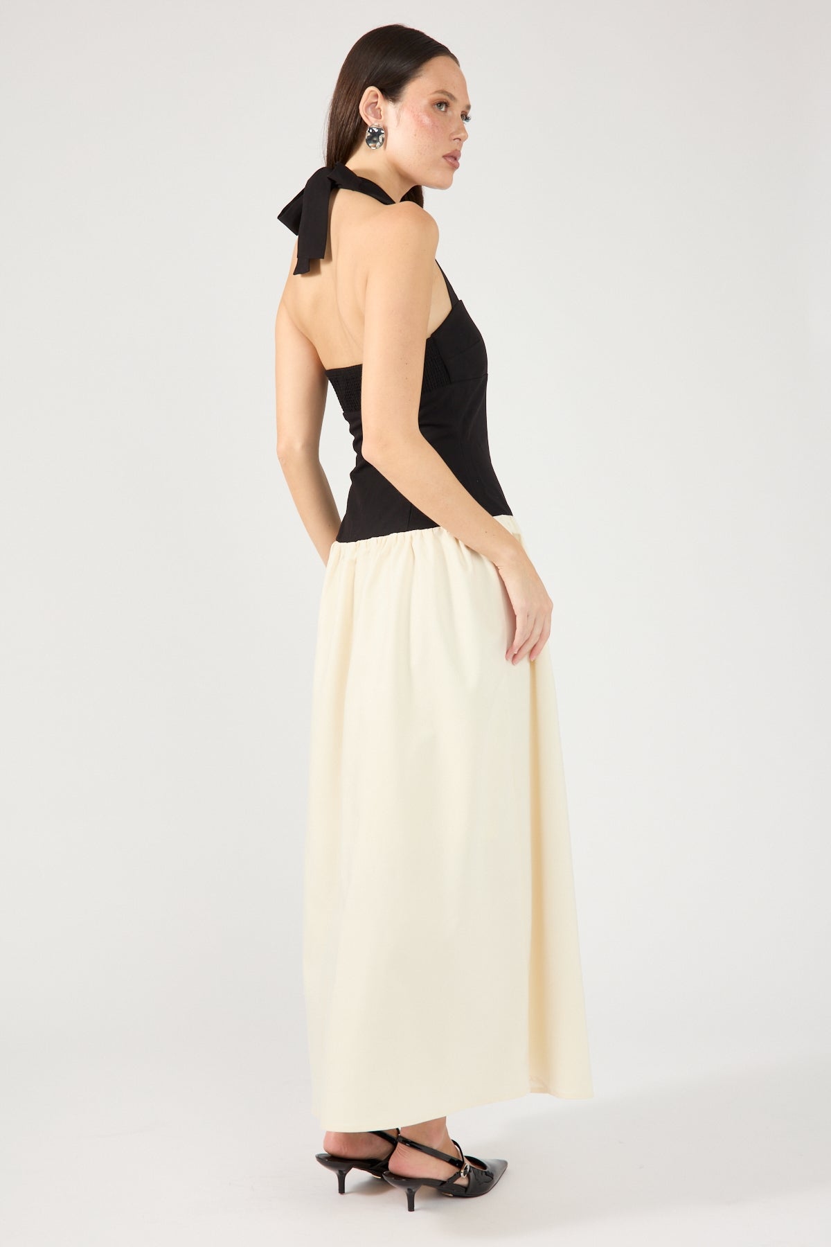 Black/White Tutulla Strapless Midi Dress
