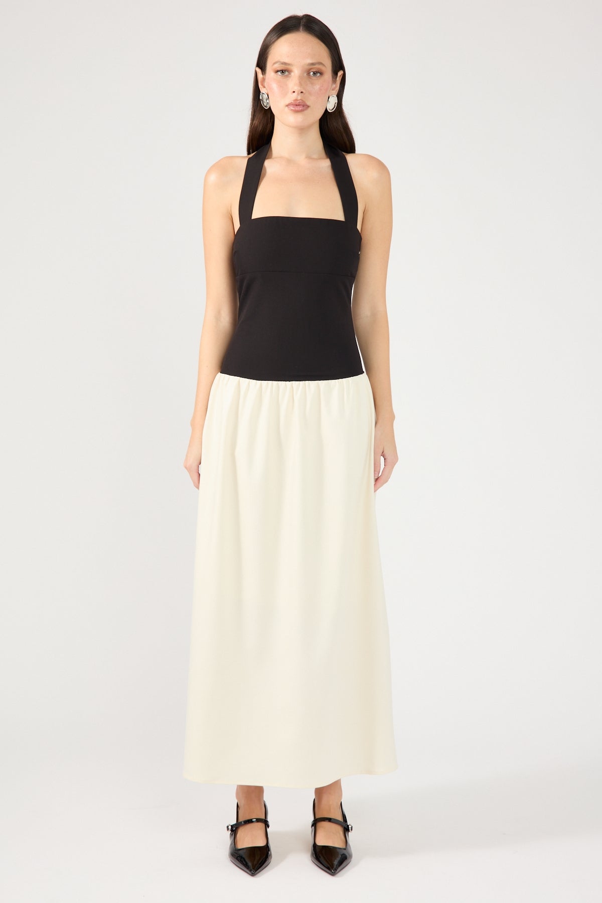 Black/White Tutulla Strapless Midi Dress