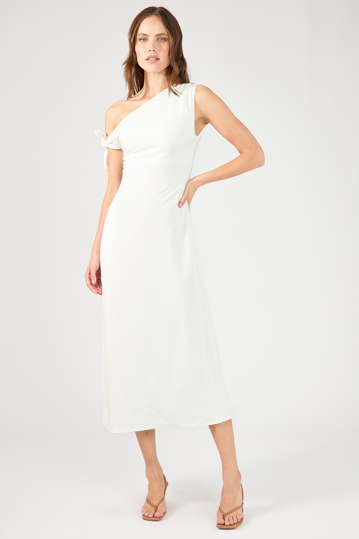 White High Neck Linen Mini Dress