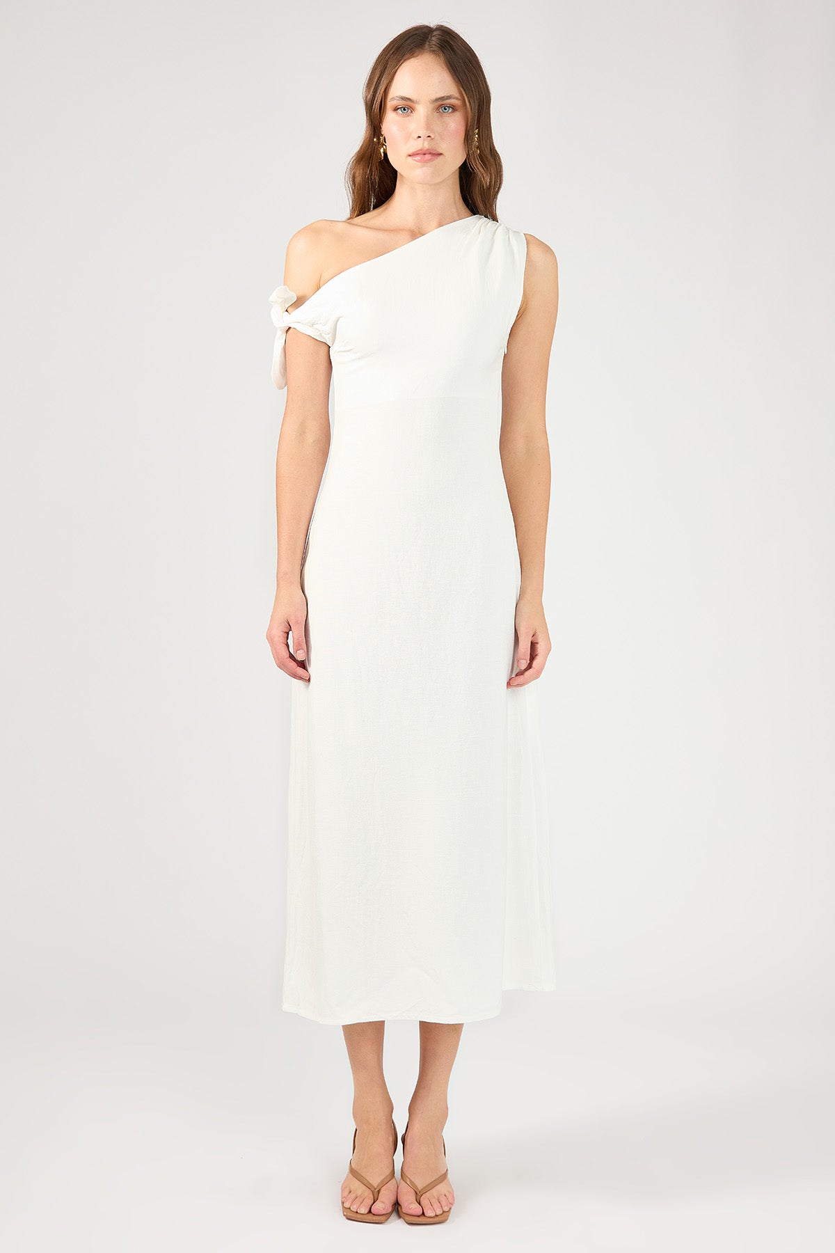 White High Neck Linen Mini Dress