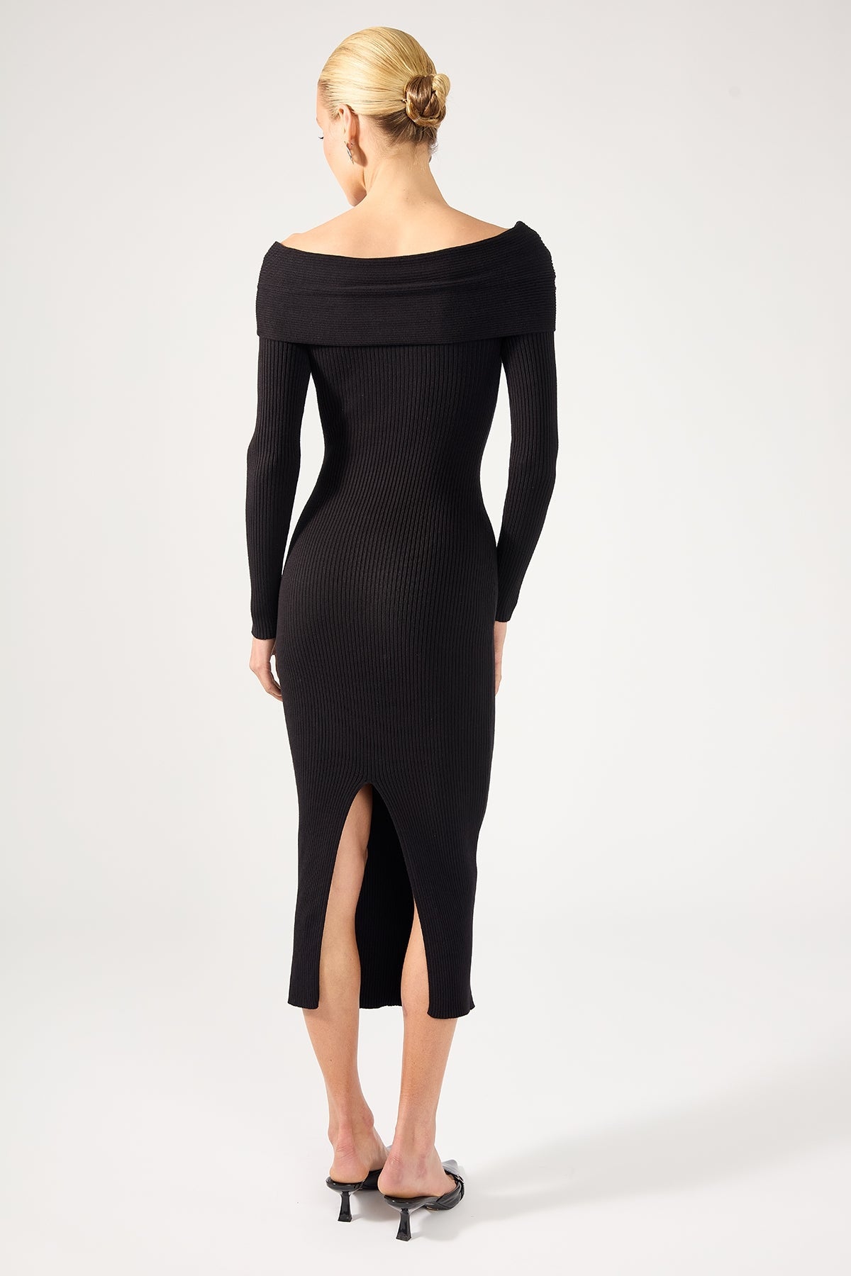 Black Off-Shoulder Knitwear Dress