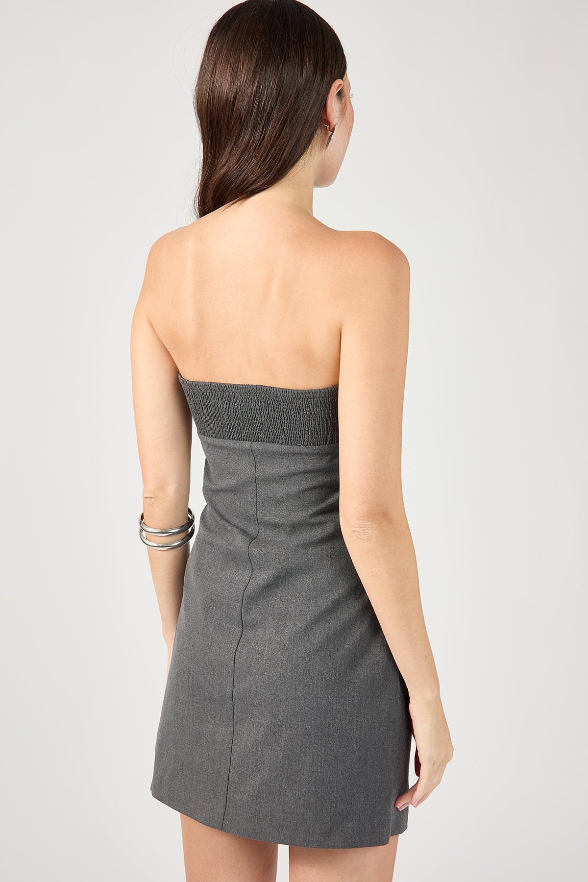 Grey Draped Tube Dress