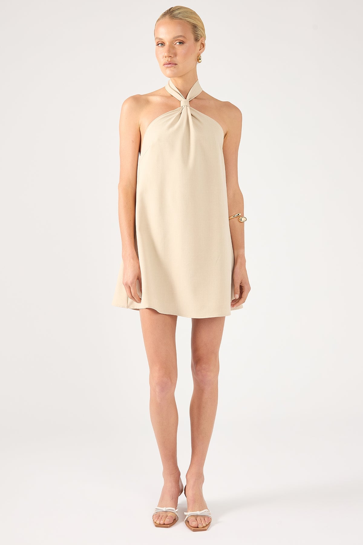 Bone Tobago Knot Halter Mini Dress