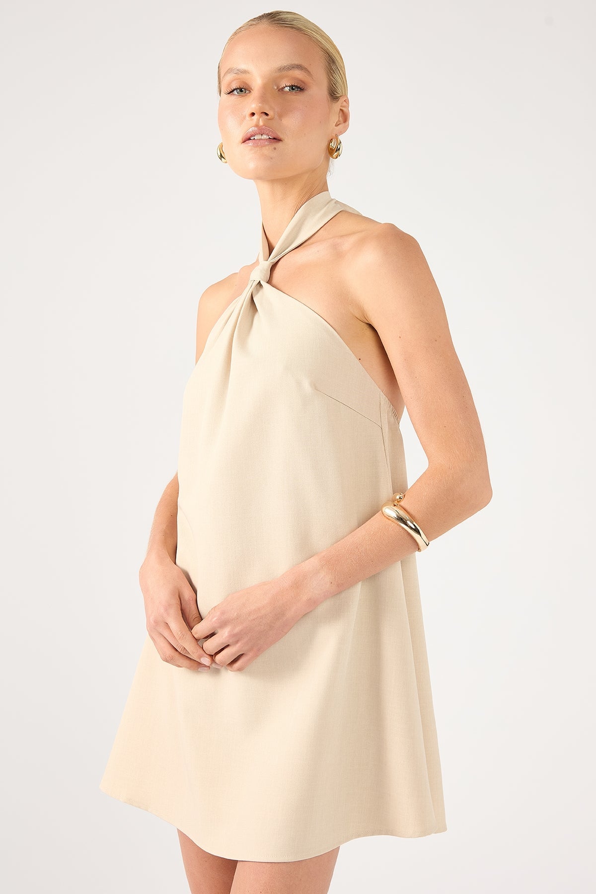 Bone Tobago Knot Halter Mini Dress