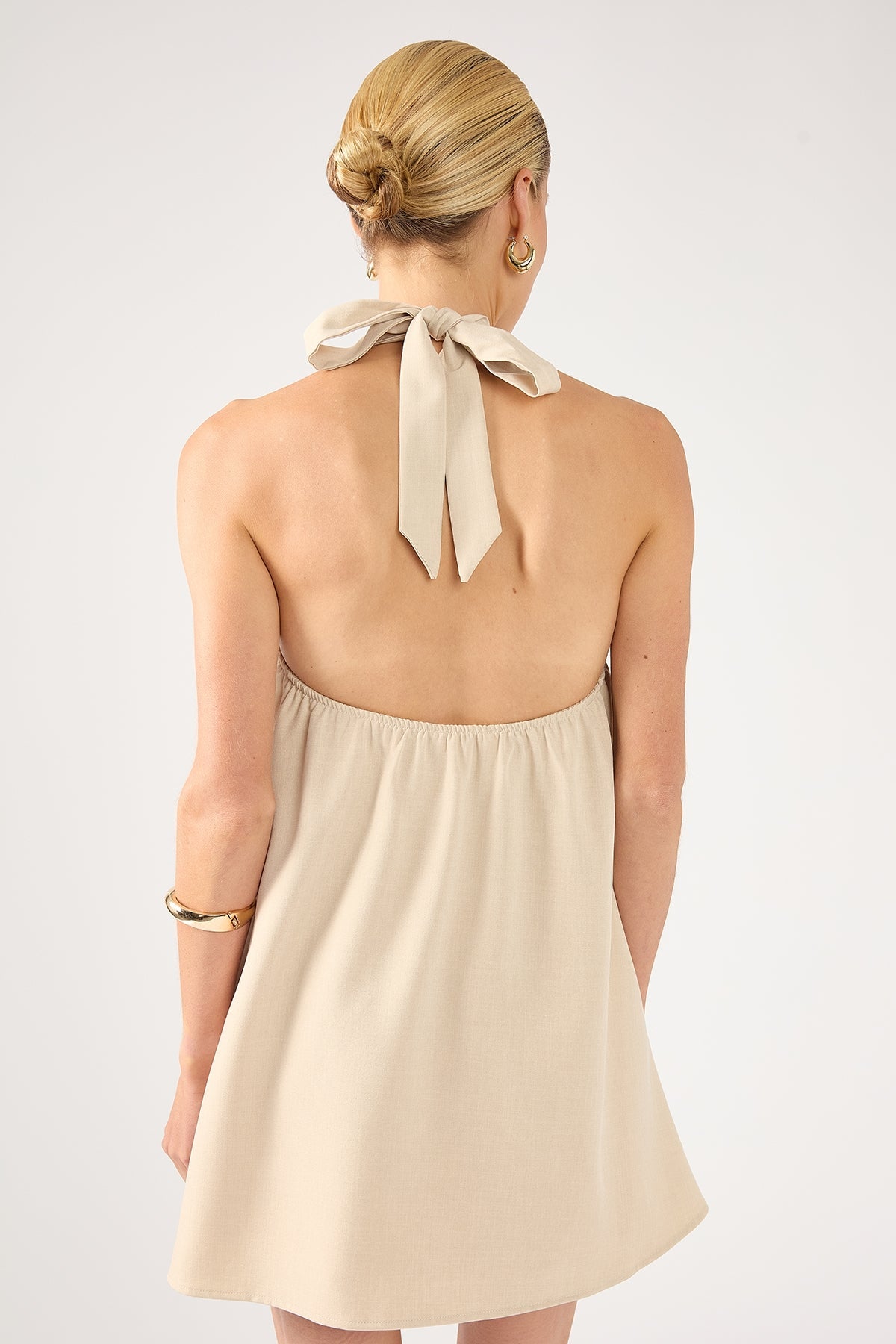 Bone Tobago Knot Halter Mini Dress