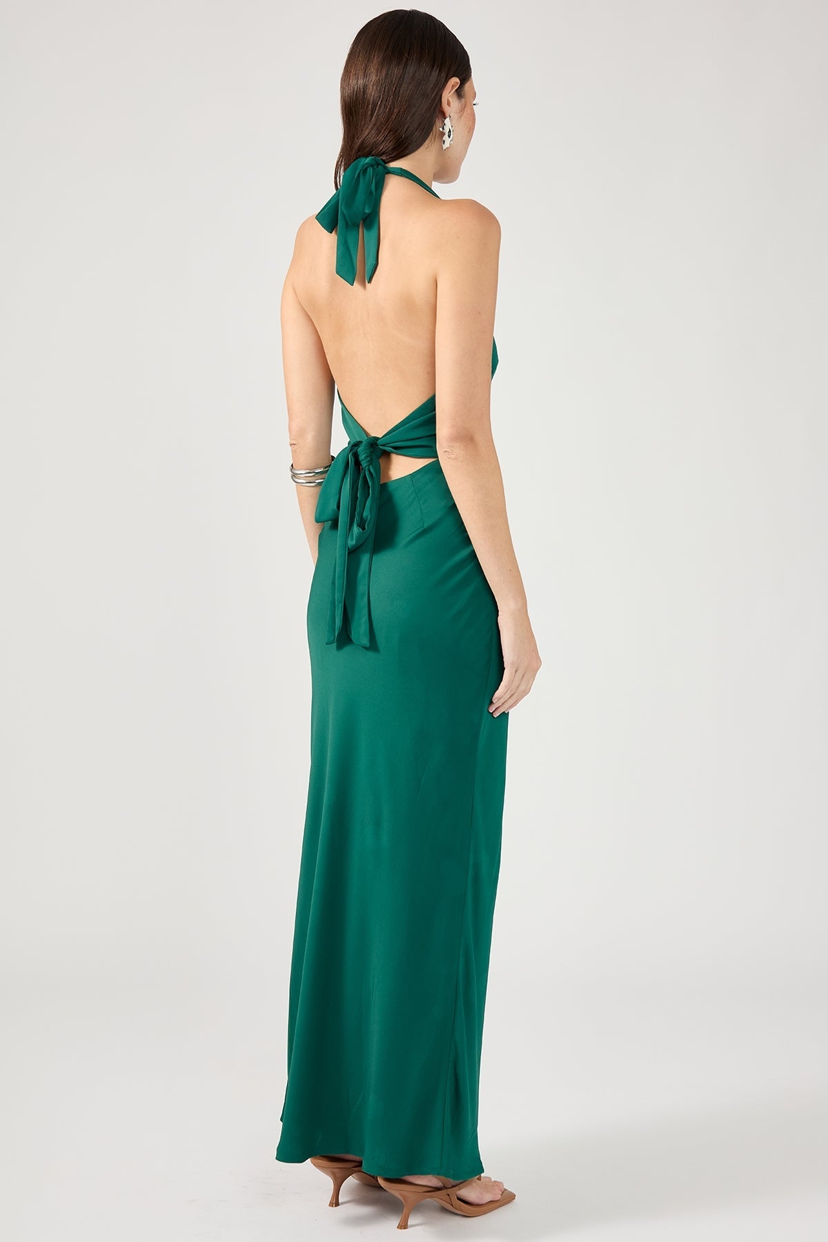 Green Nerea Halter Maxi Dress