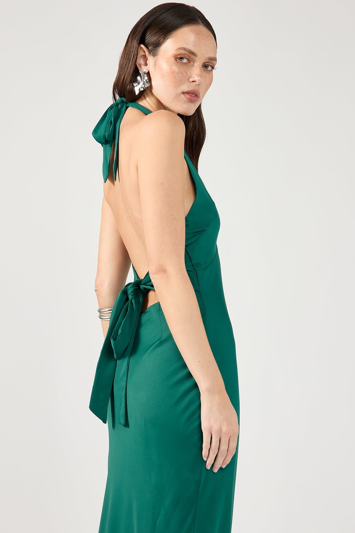 Green Nerea Halter Maxi Dress