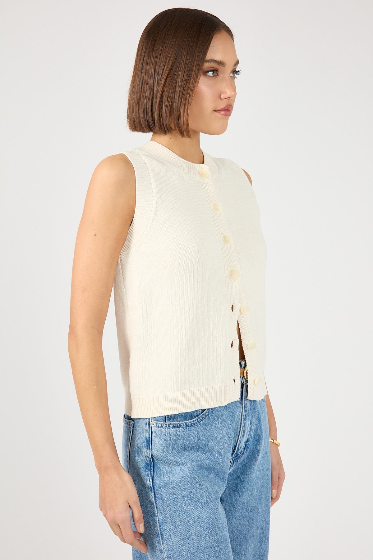 Connie Button-Up Sleeveless Vest