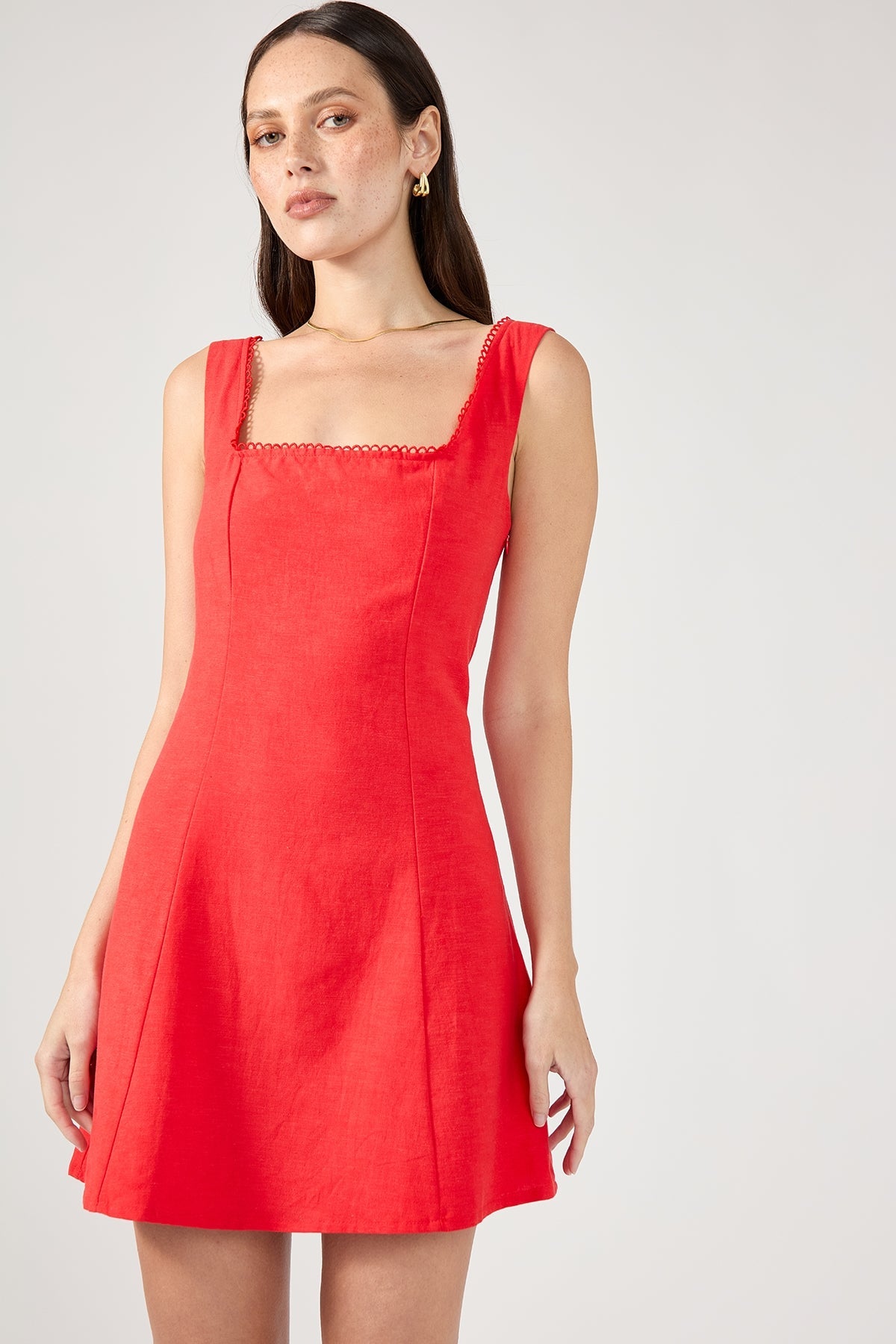 Red Linen Mini Dress