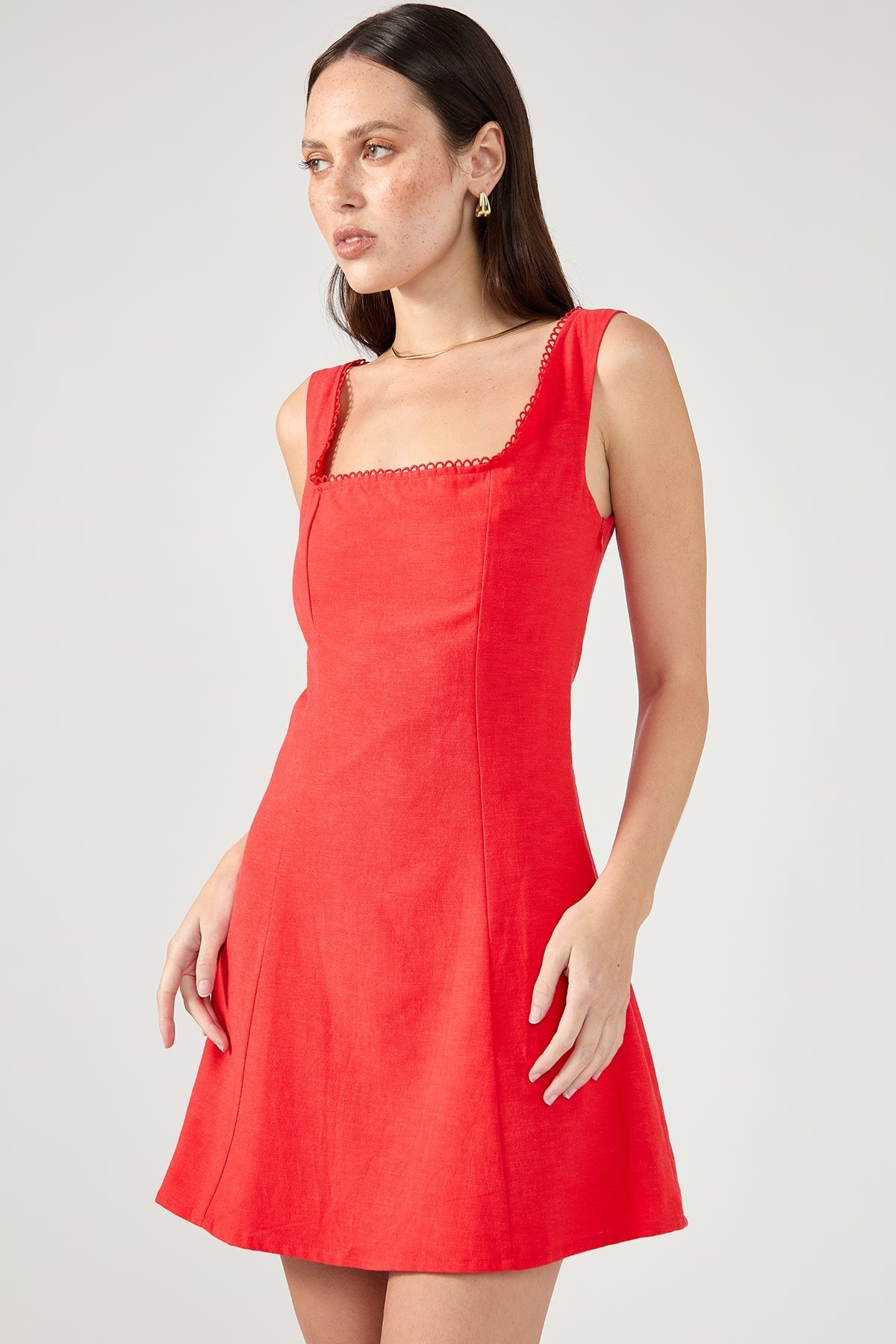 Red Linen Mini Dress