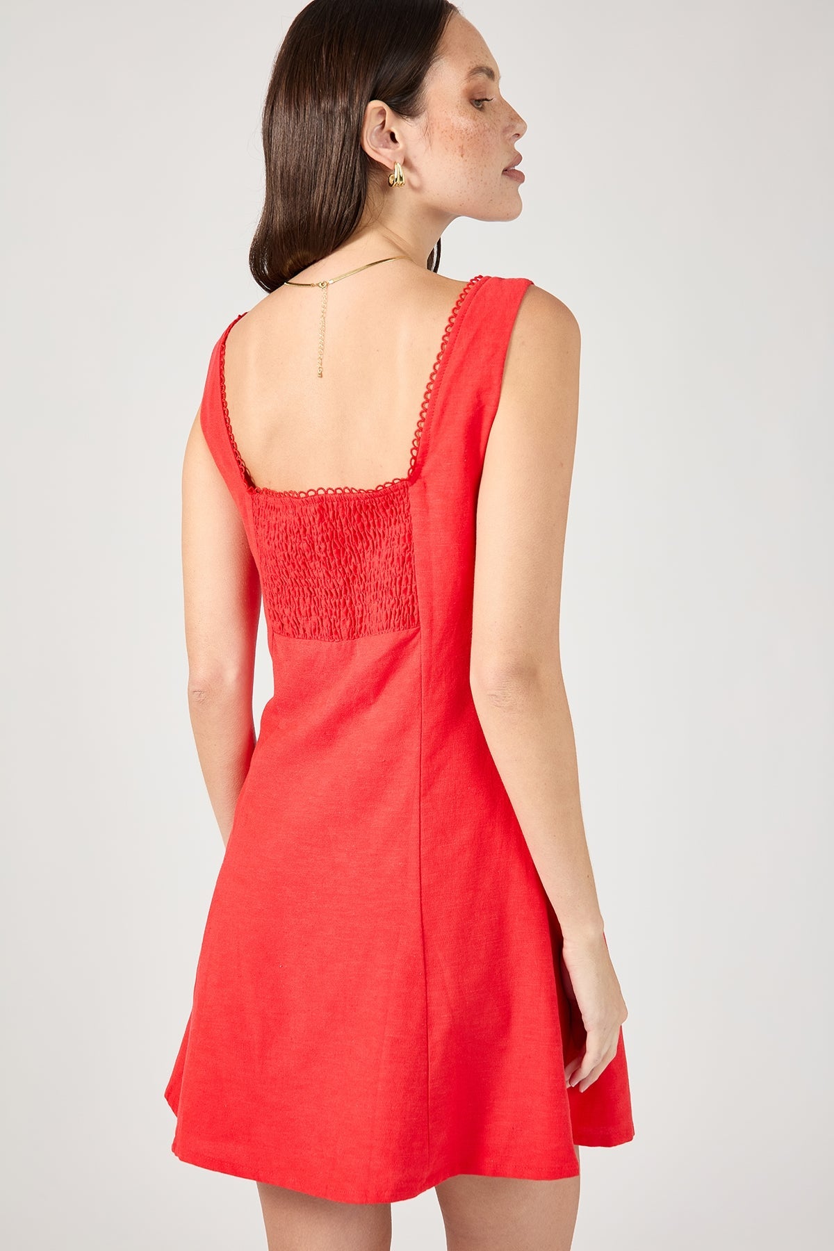 Red Linen Mini Dress