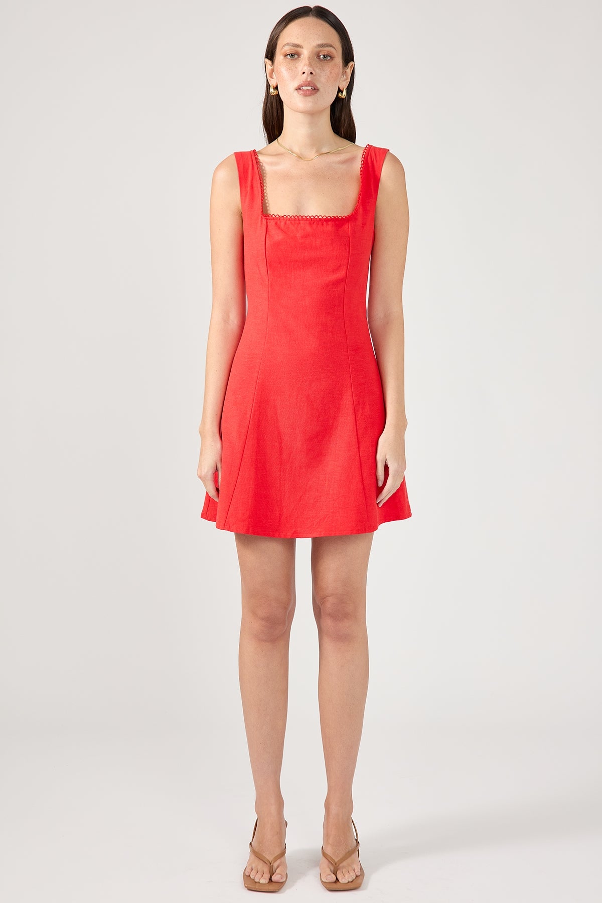 Red Linen Mini Dress