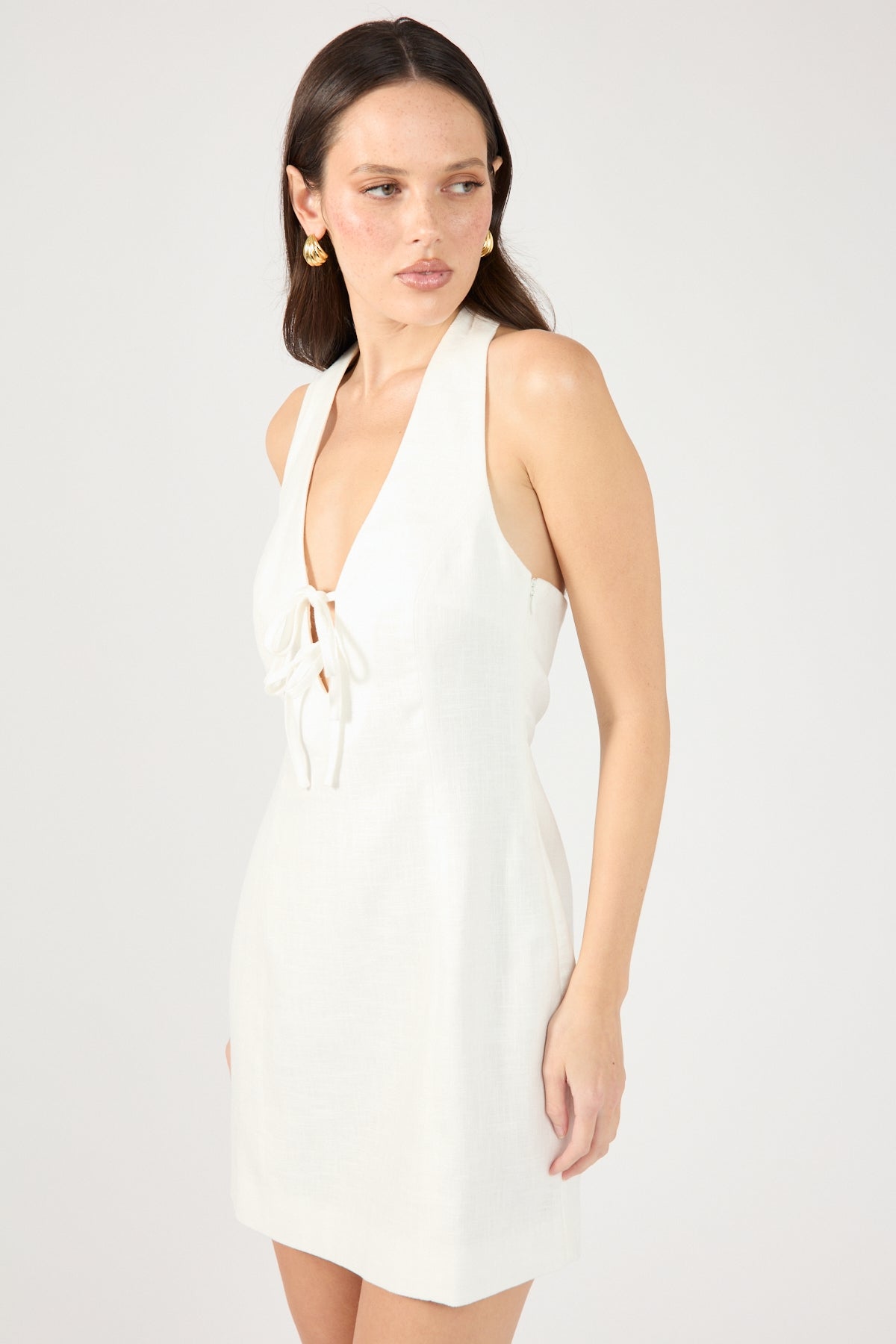 White Menorca Halter Mini Dress