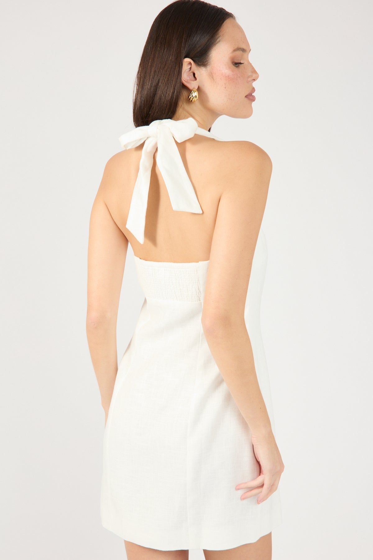 White Menorca Halter Mini Dress