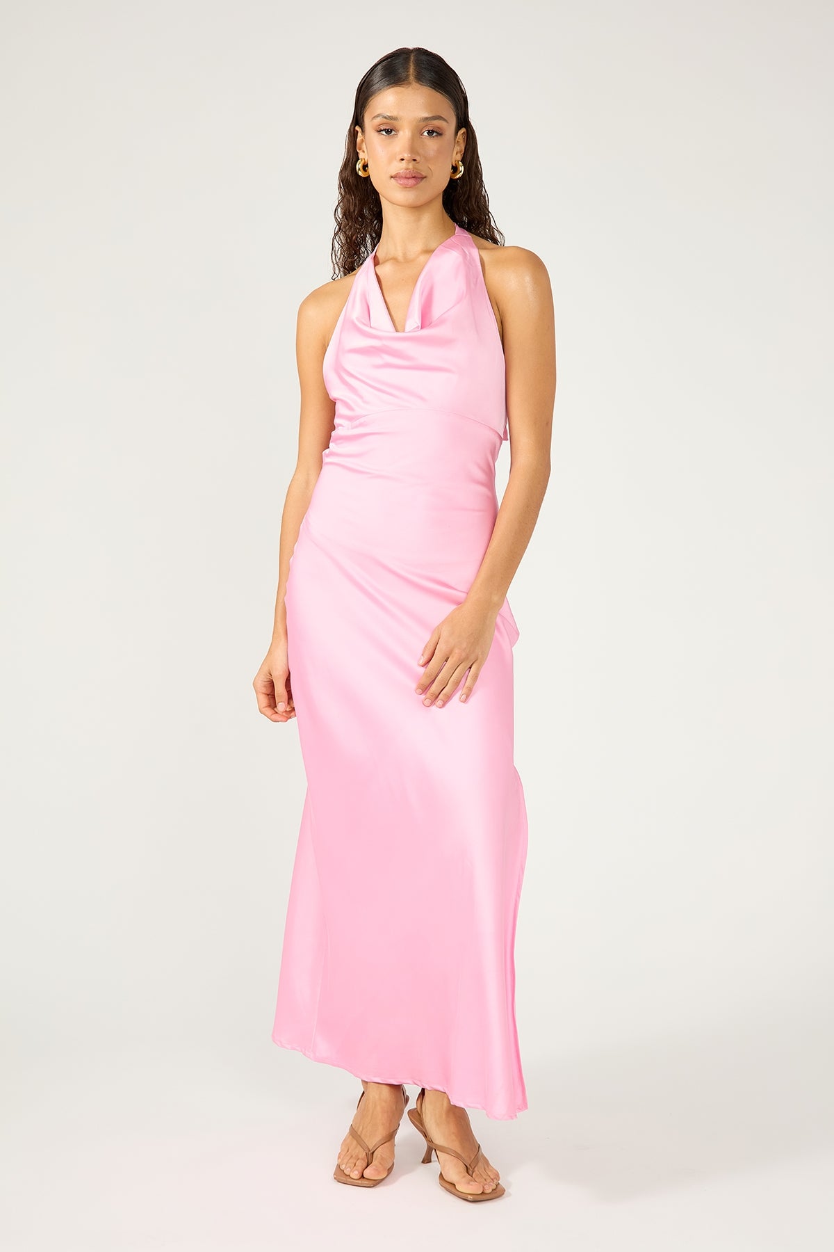 Pink Avalon Cowl Halter Midi Dress