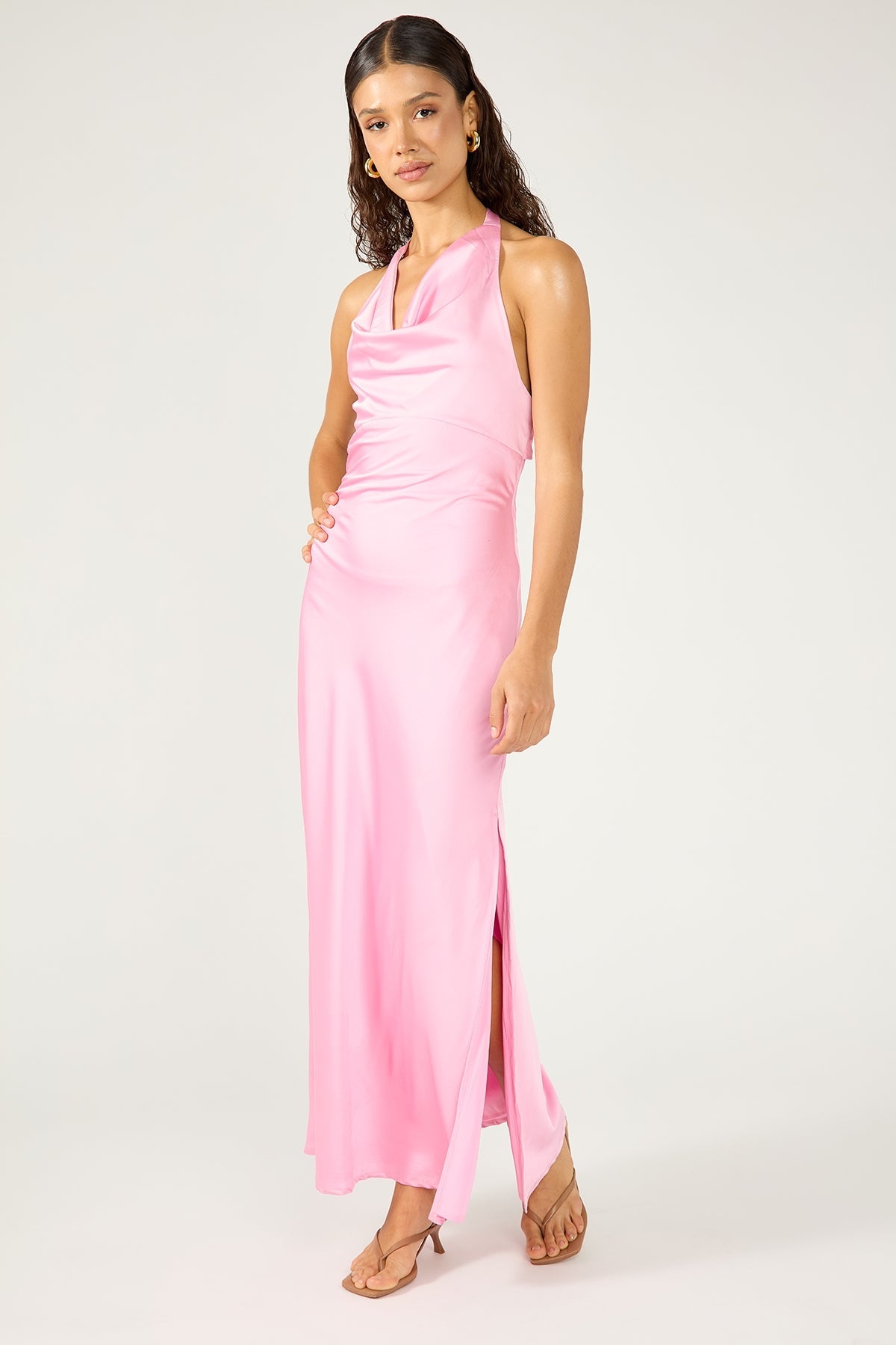 Pink Avalon Cowl Halter Midi Dress