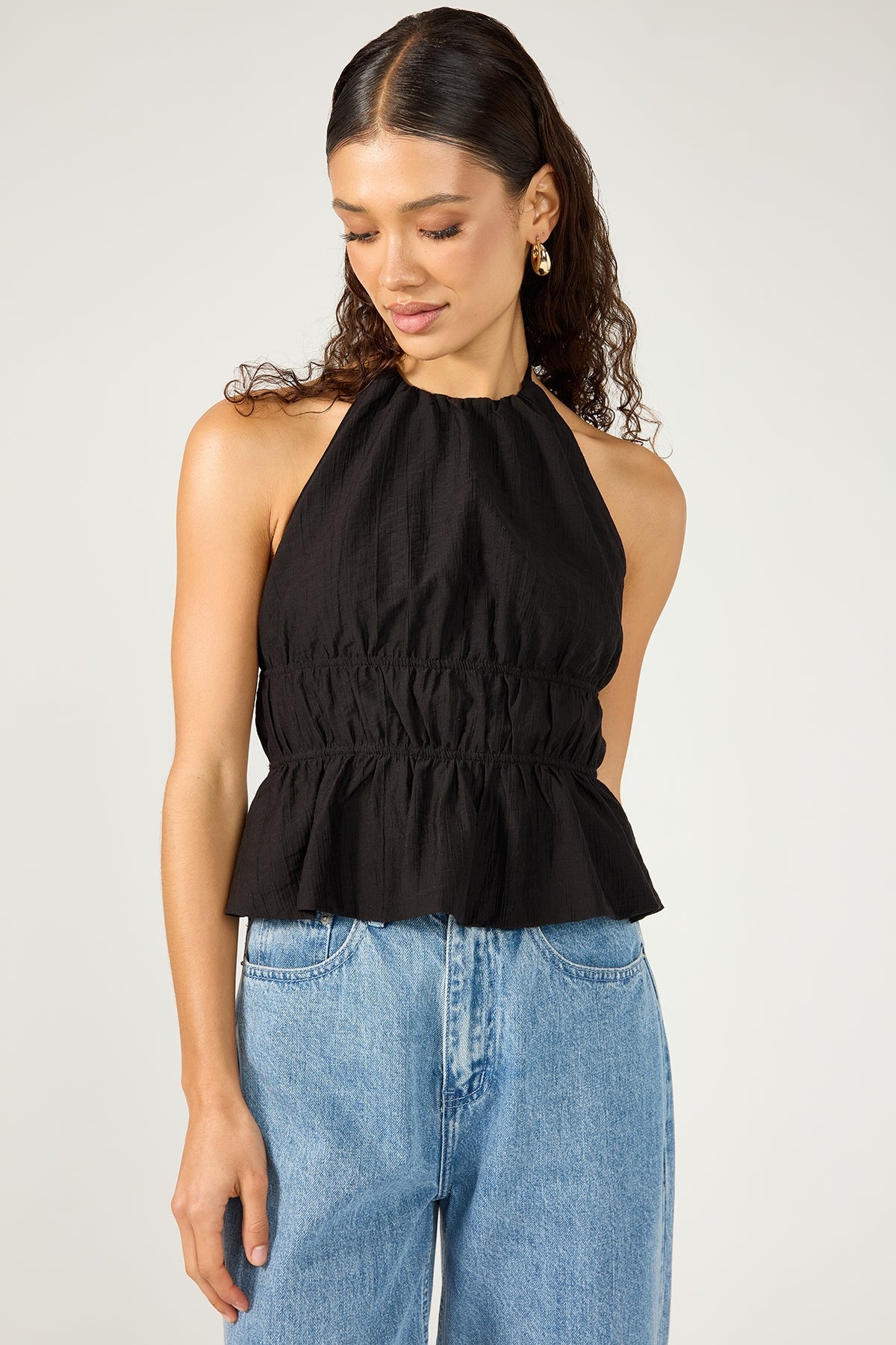 Black Marybelle Halter Open Back Top