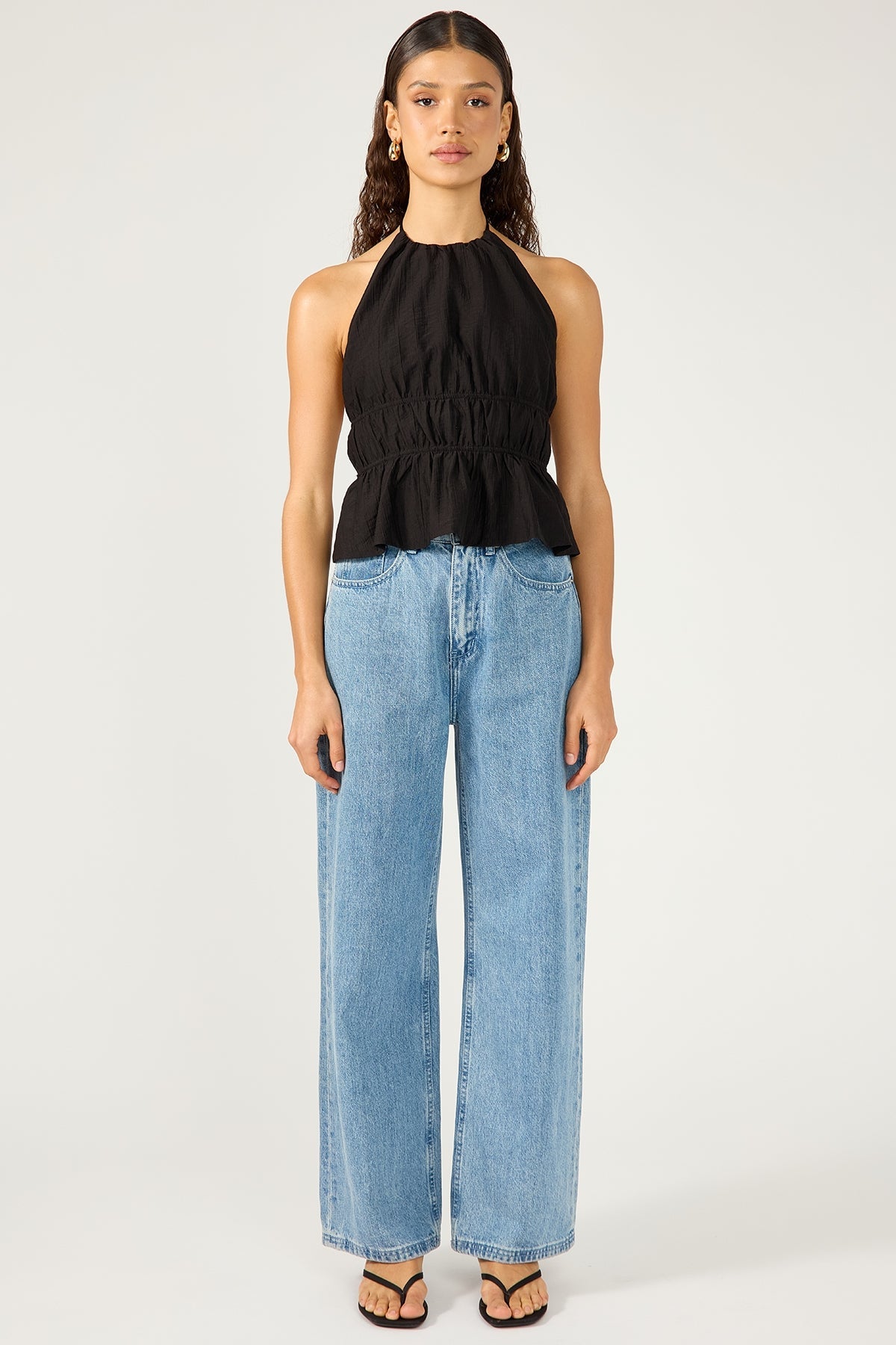 Black Marybelle Halter Open Back Top