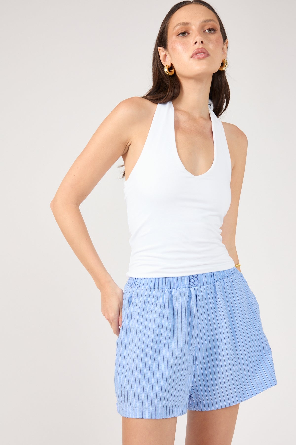 Azure Striped Blue Shorts