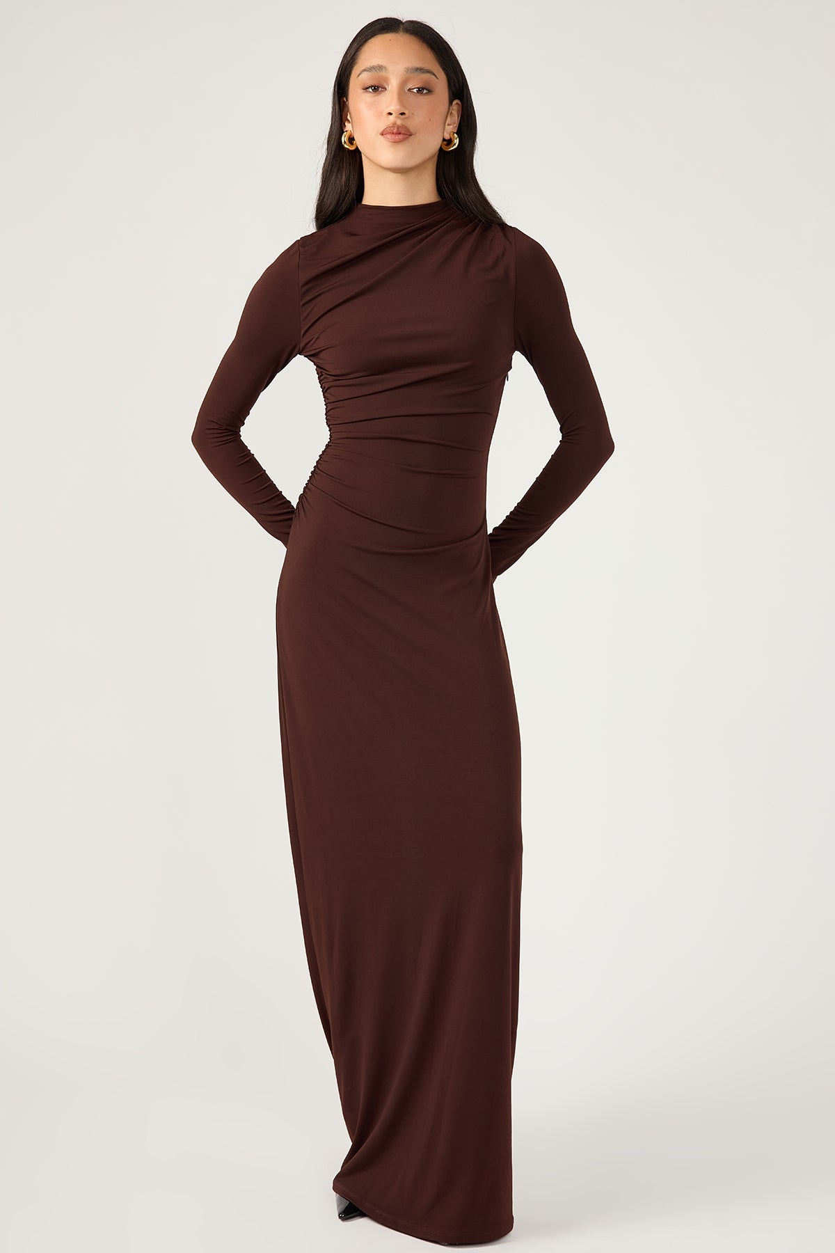 Brown Full-Length Dress