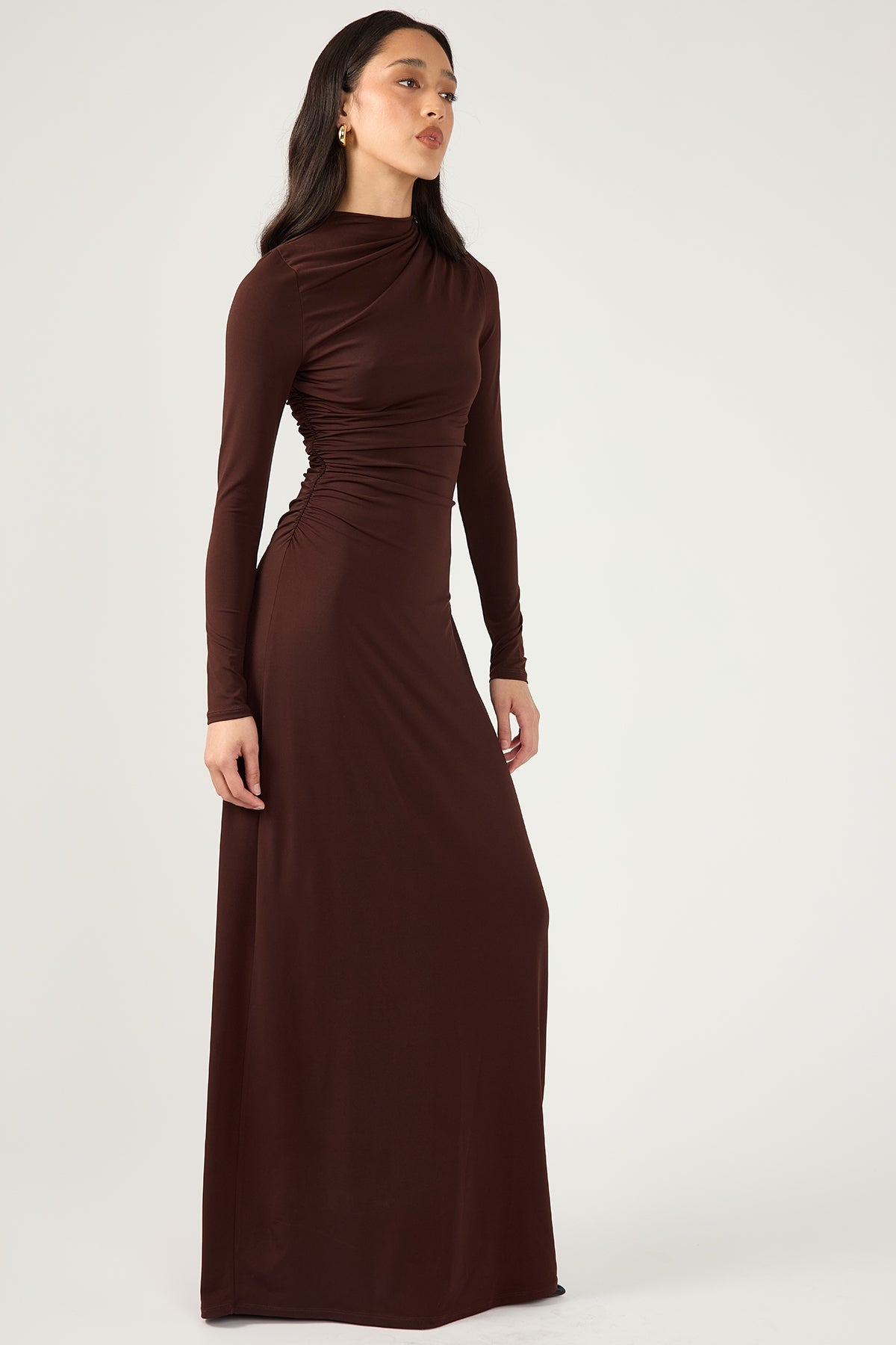 Brown Full-Length Dress