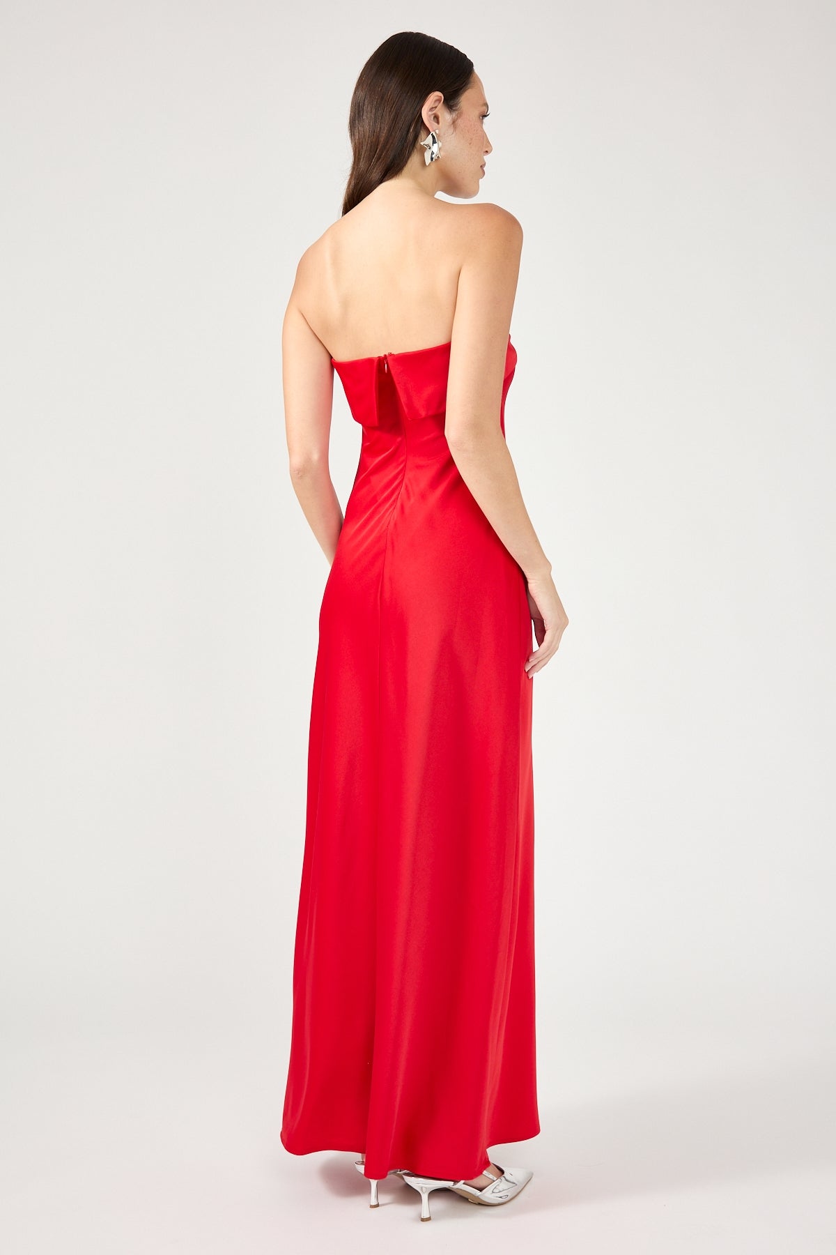 Red Carly Strapless Maxi Dress