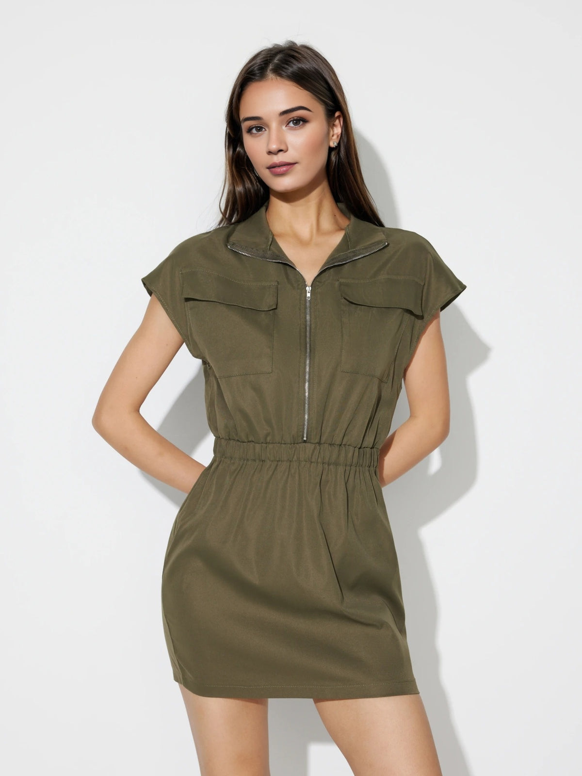 Zip-Front Bodycon Dress