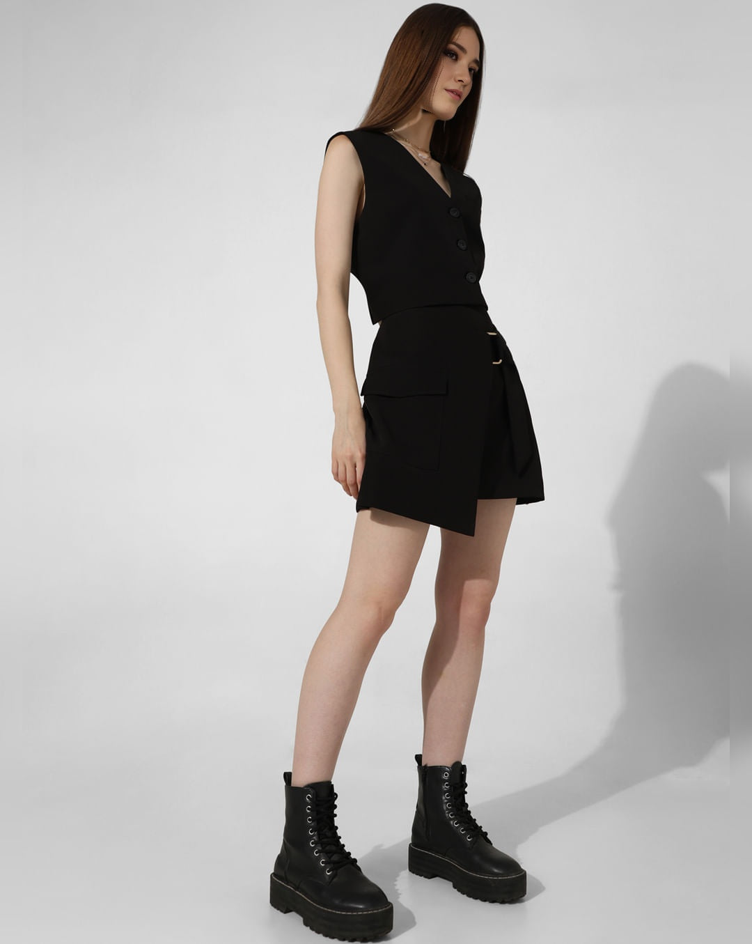 Black High Rise Co-Ord Wrap Skirt