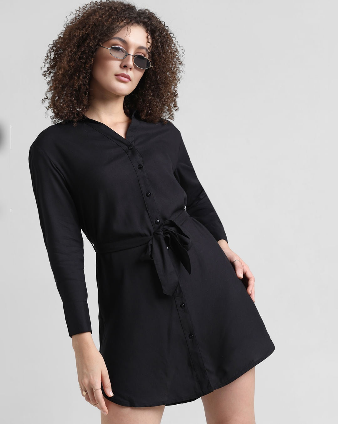 Chic Black Short Shirt Dress