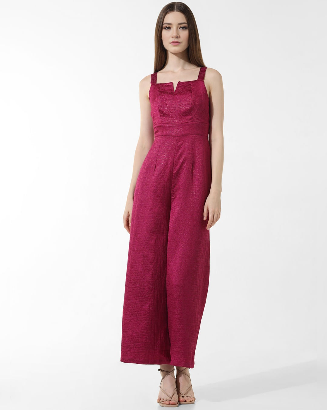 Stylish Dark Pink Jacquard Jumpsuit