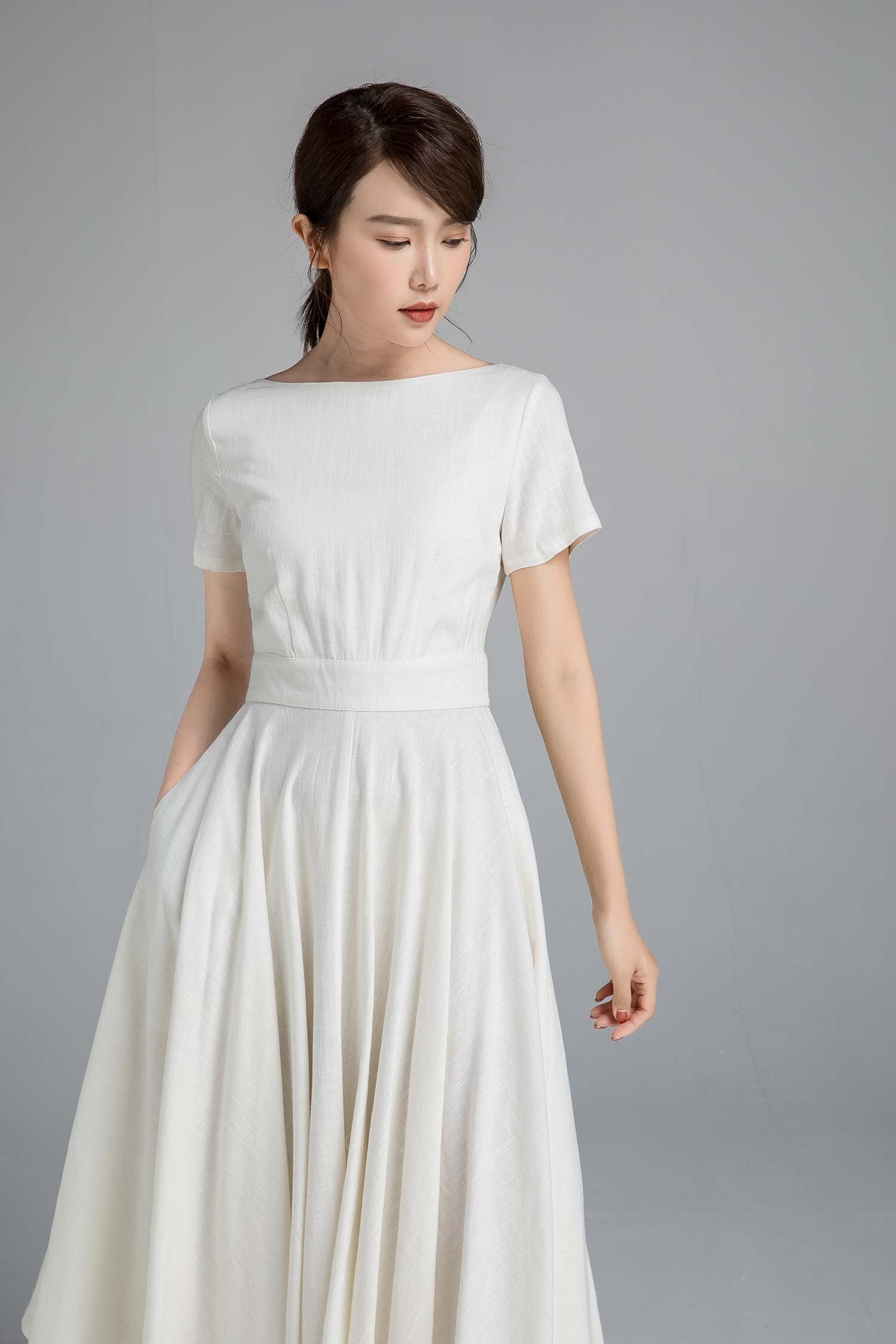 White Linen Dress