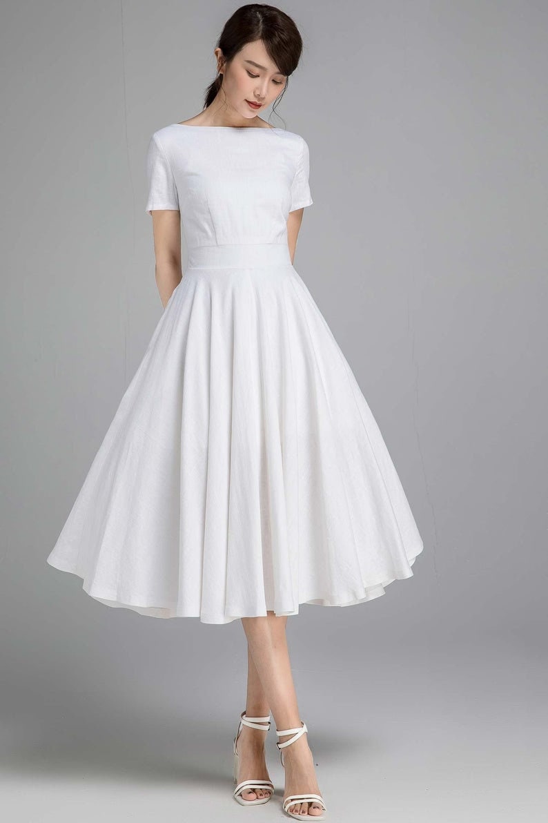 White Linen Dress