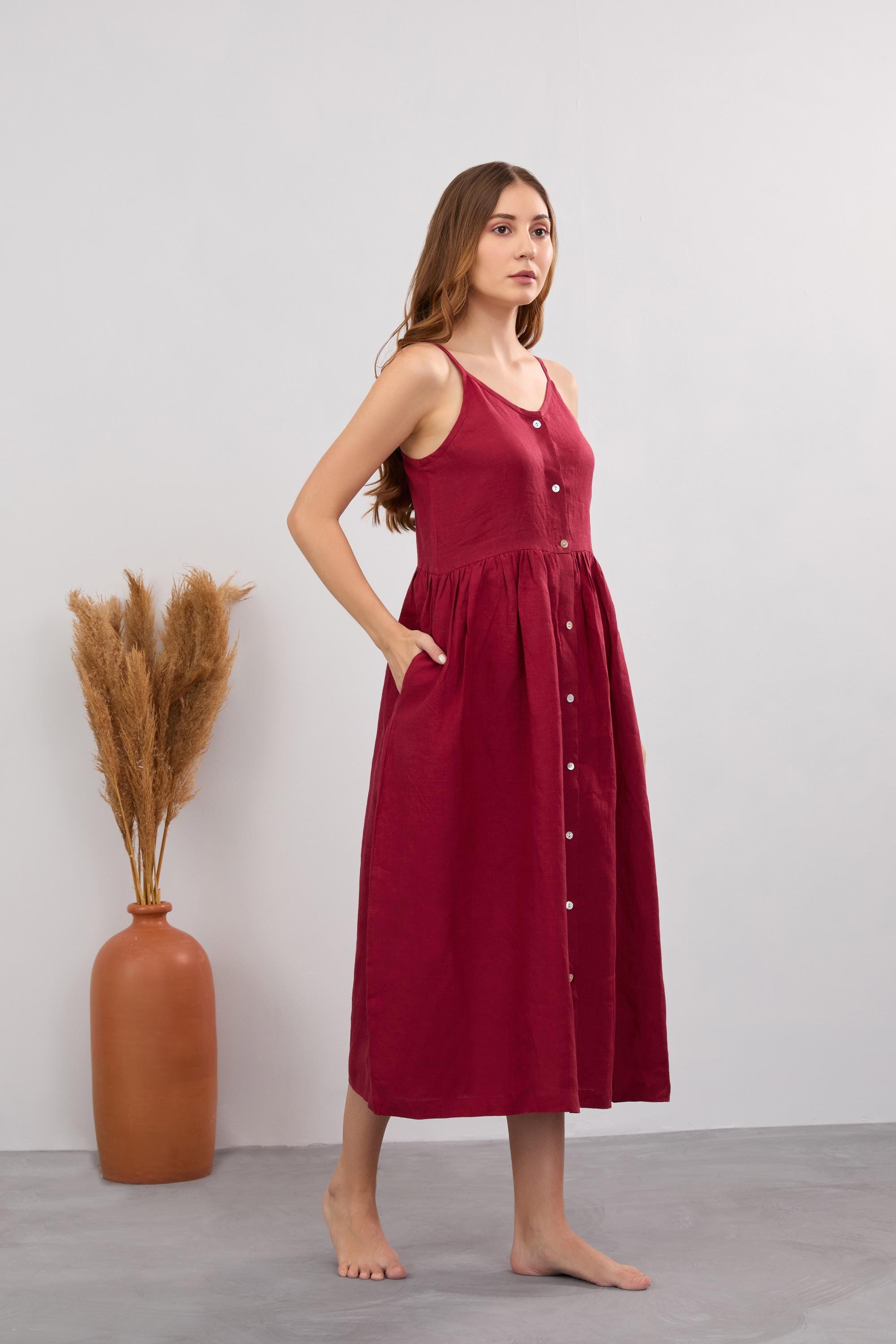 Linen Red Dress