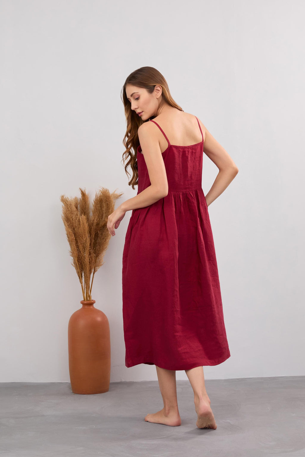 Linen Red Dress