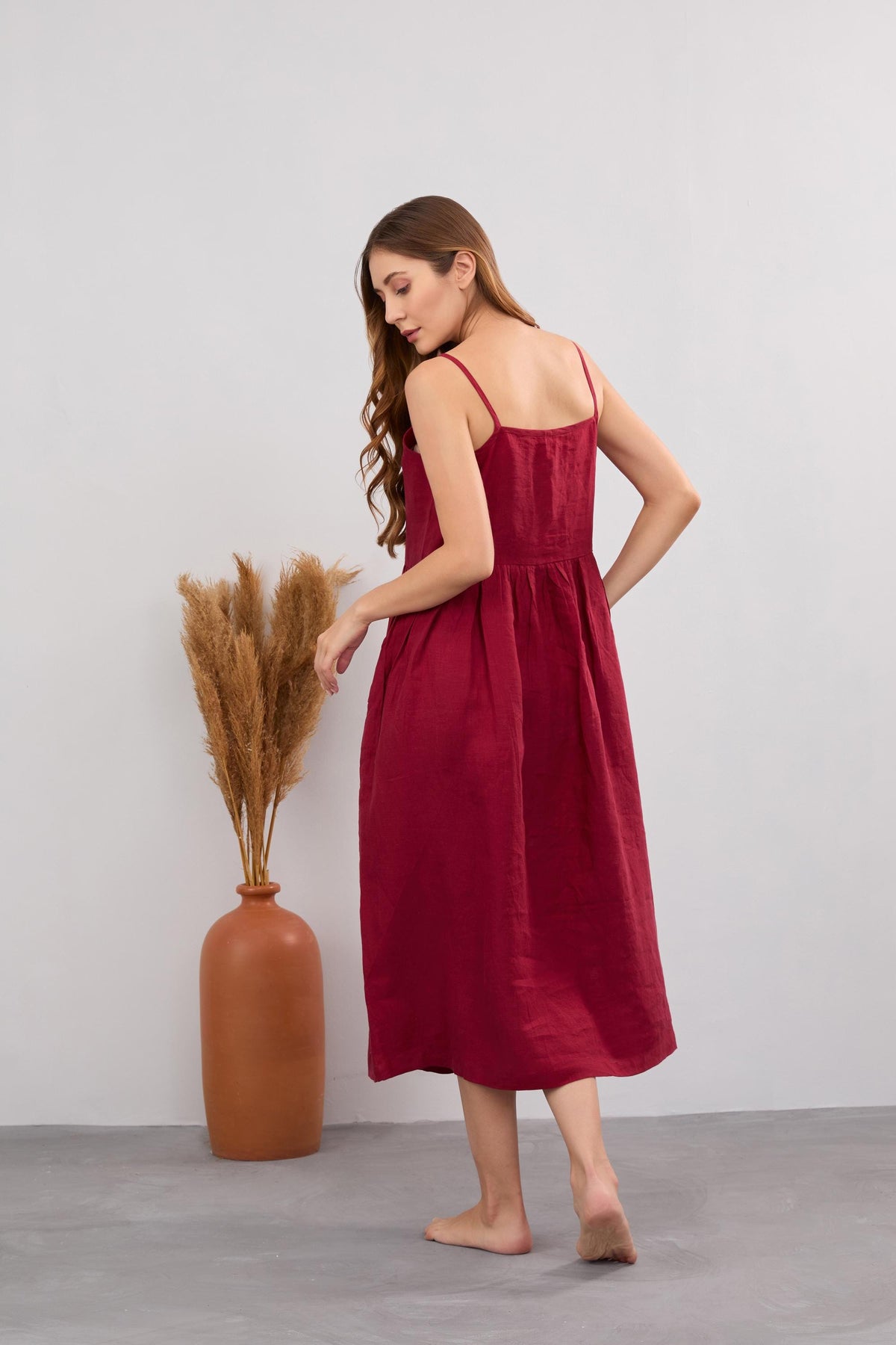 Linen Red Dress