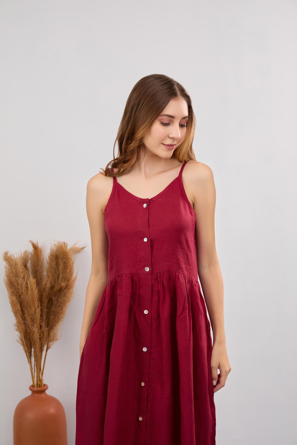 Linen Red Dress