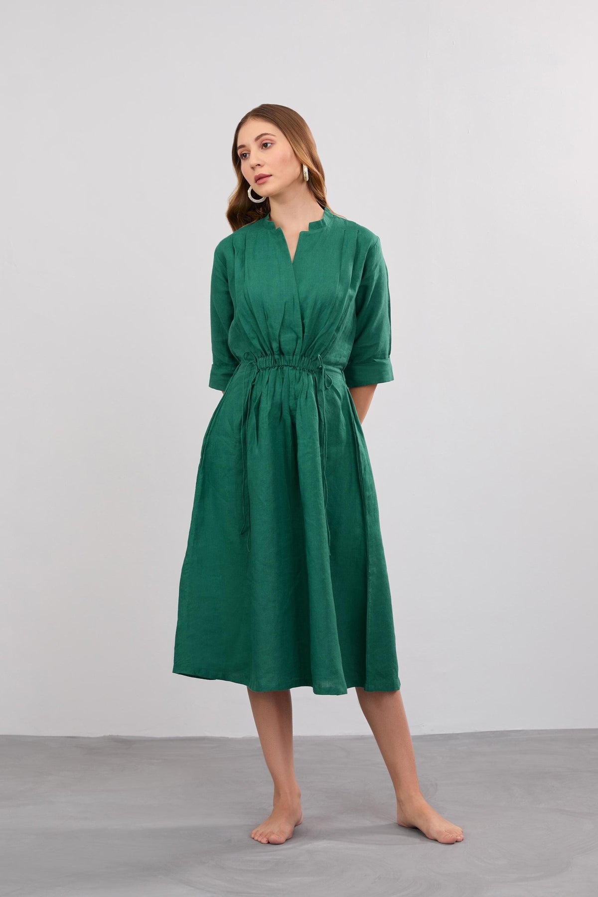 Linen Dark Green Dress