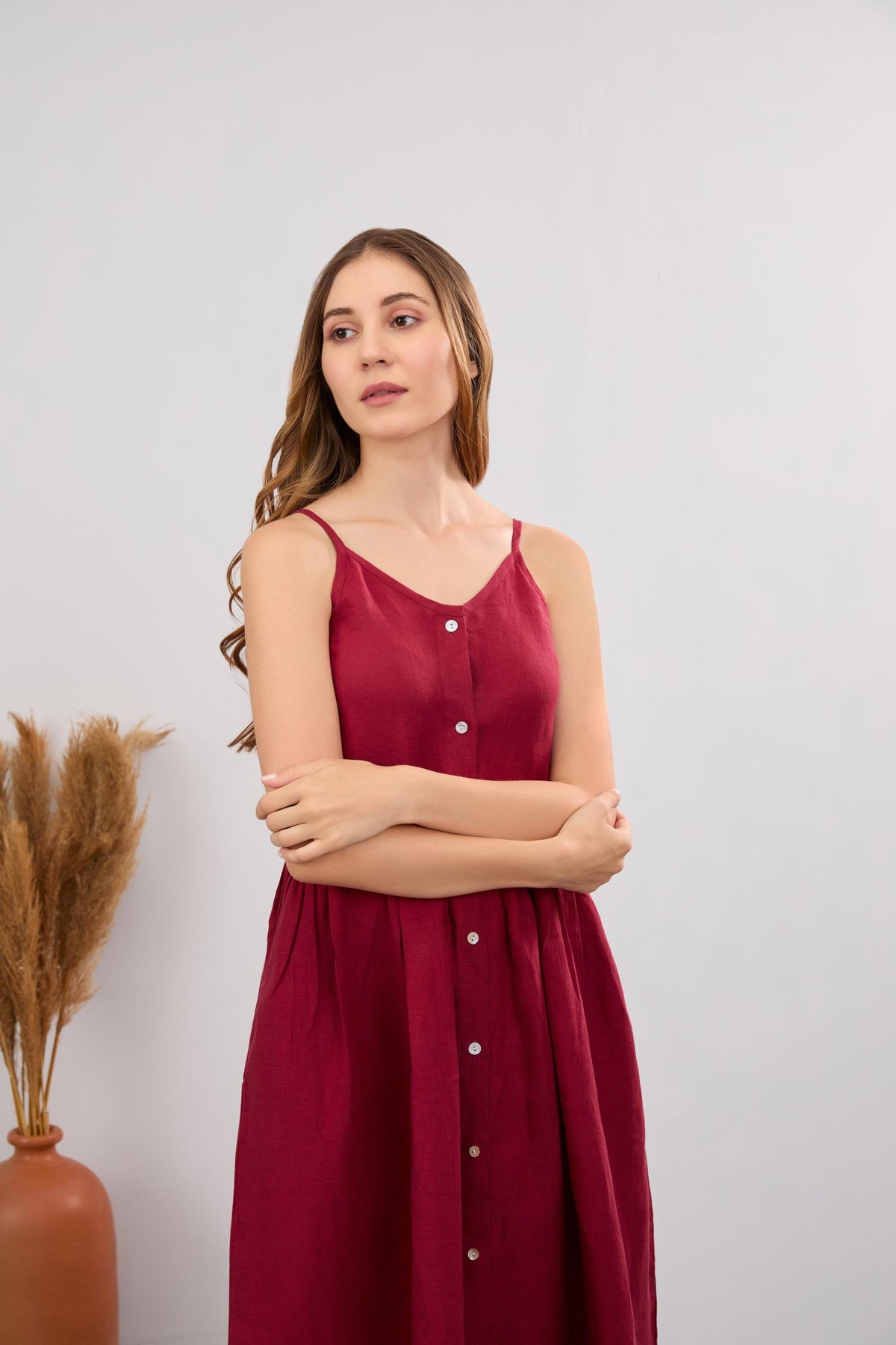 Linen Red Dress