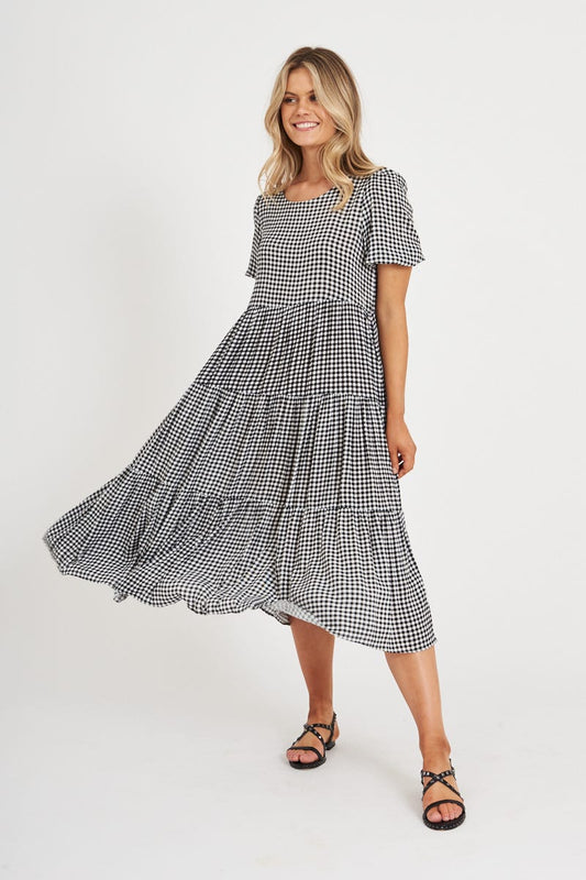 Black & White Gingham Smock Dress