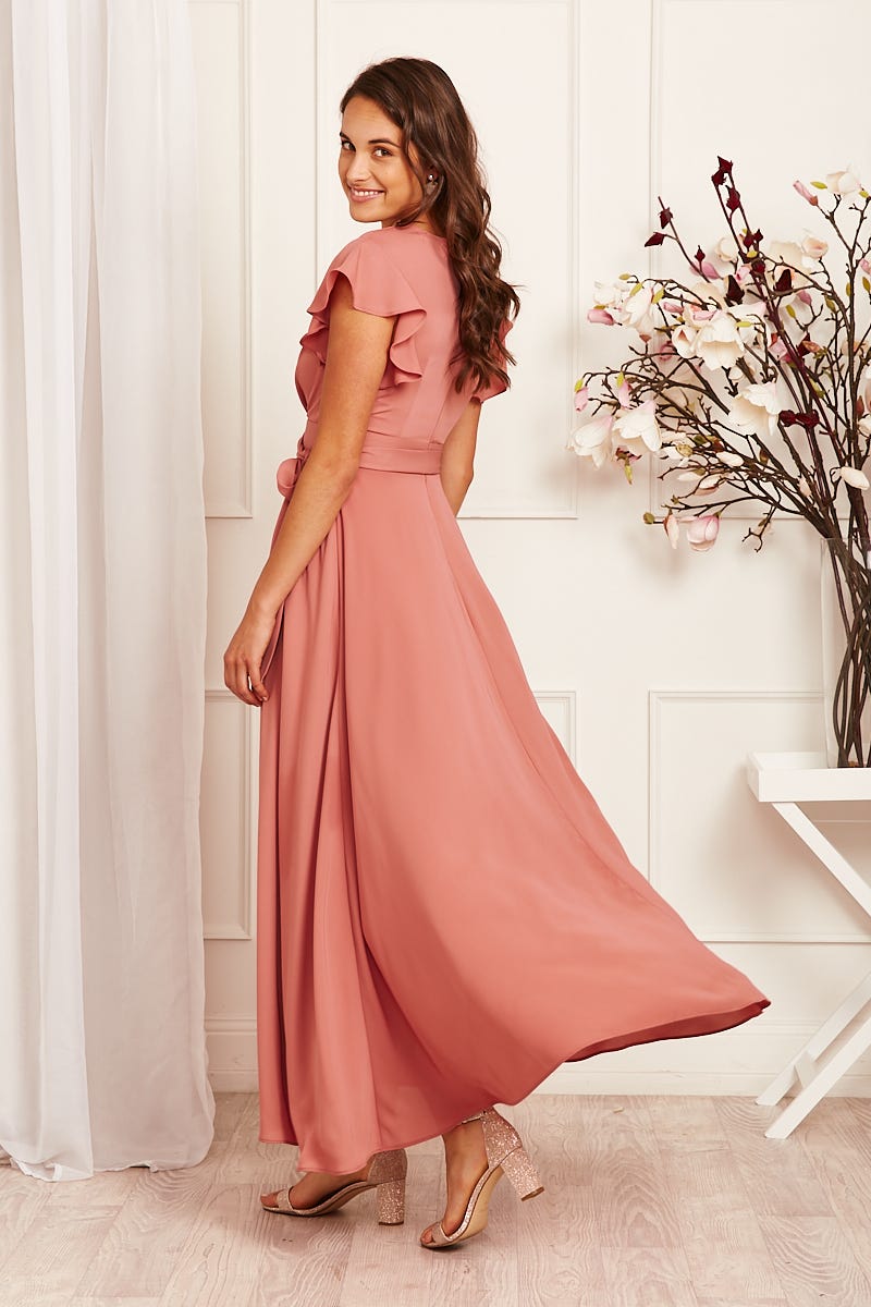 Dusty Rose Chiffon Maxi Dress