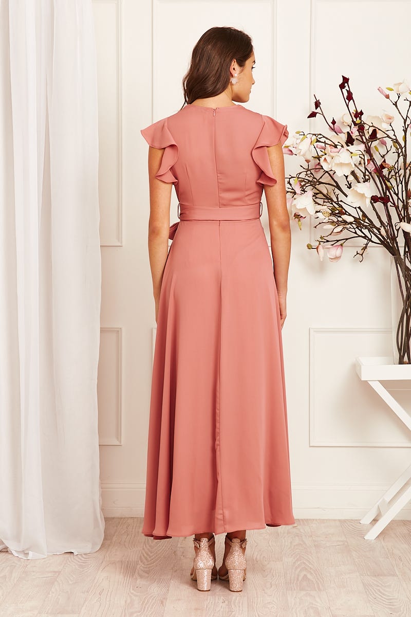 Dusty Rose Chiffon Maxi Dress