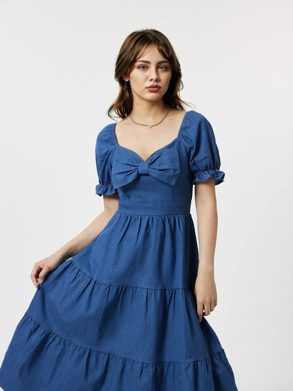 Tiered Denim Tube Dress